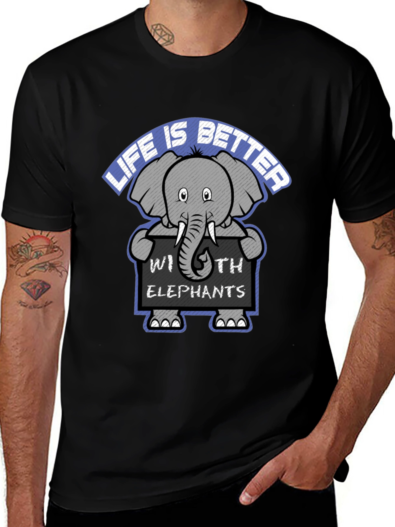 Variant 14 of Life is Better with Elephants Graphic Tee