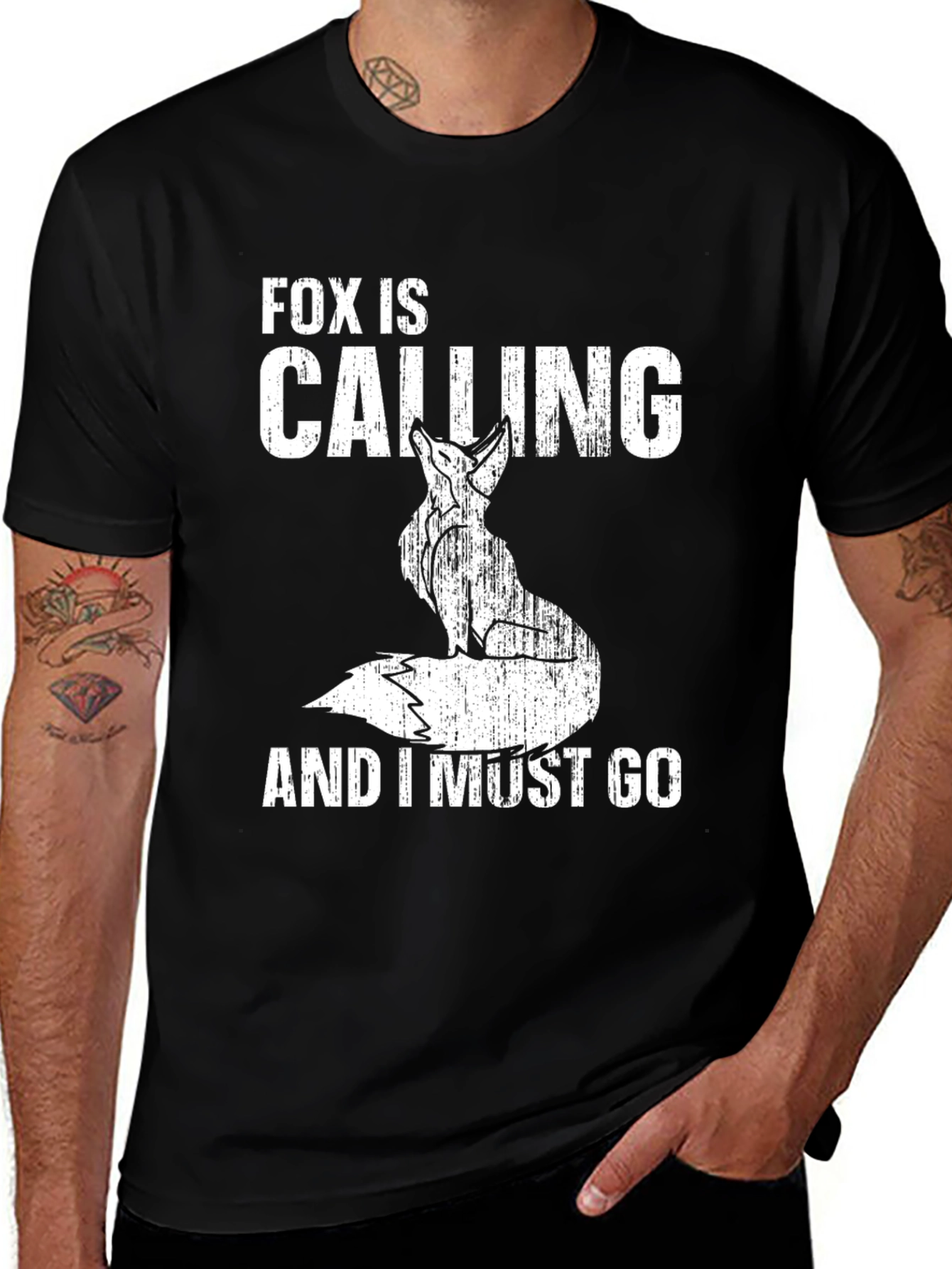 Variant 9 of Fox Calling Black T-Shirt