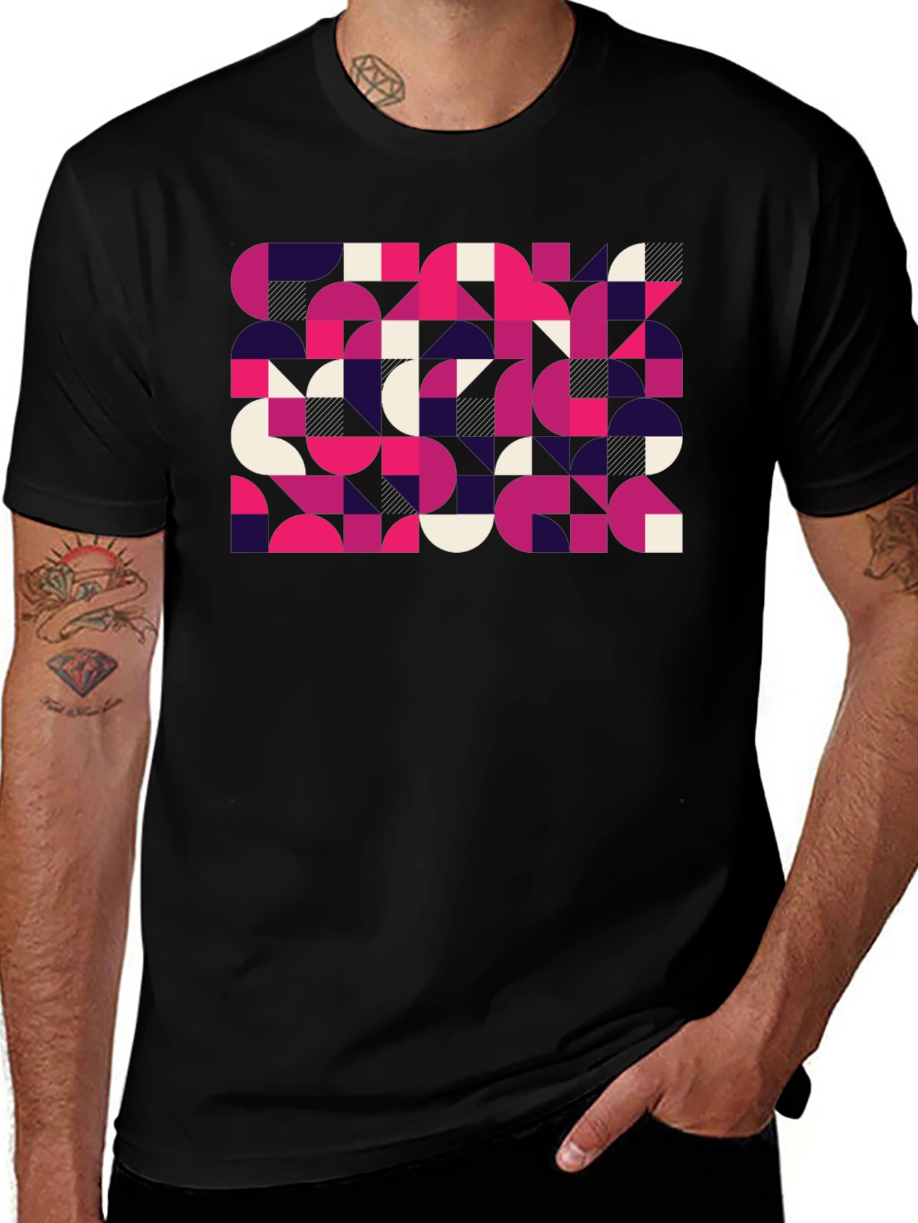 Abstract Graphic Print Black T-Shirt