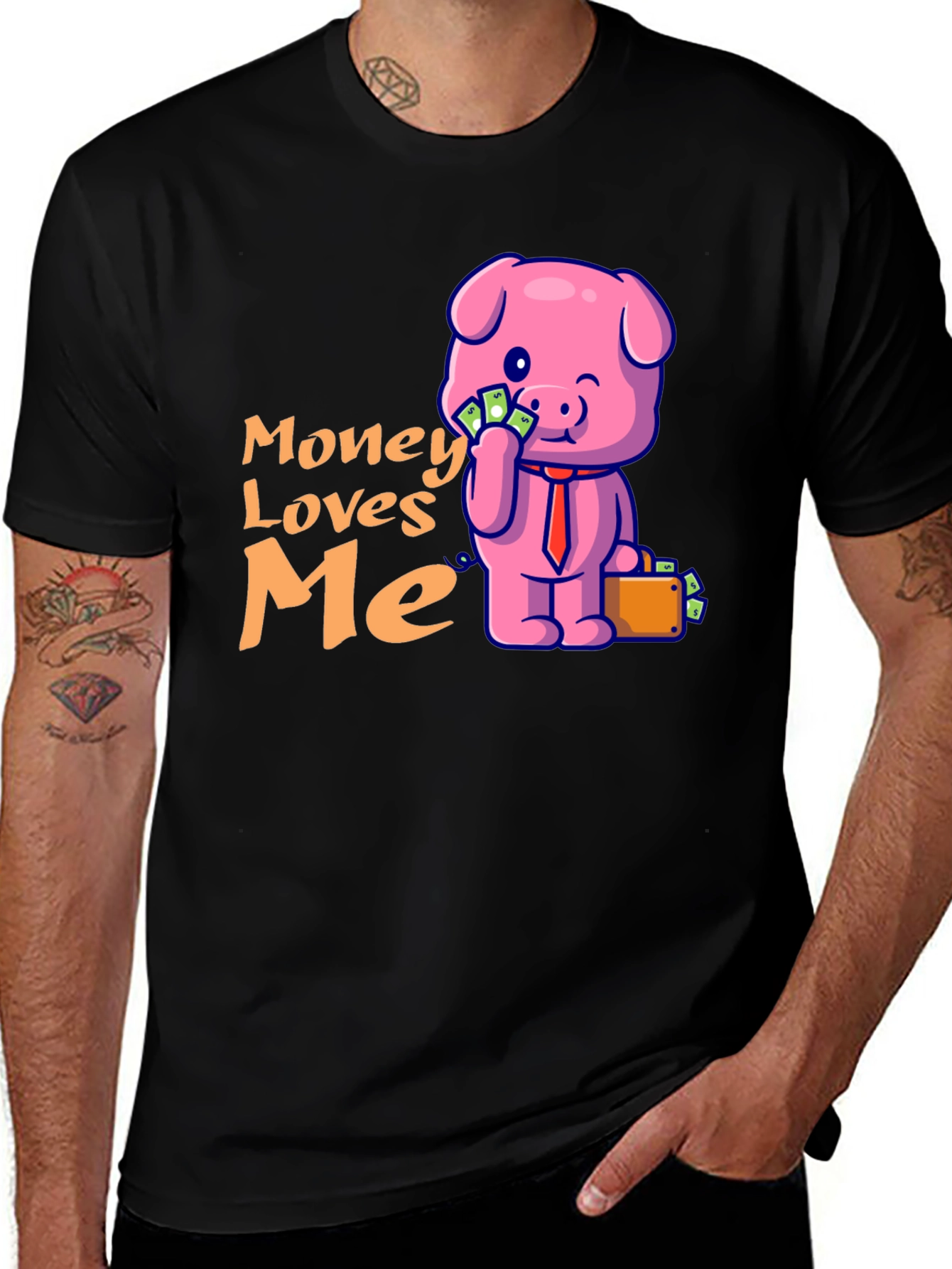 Variant 25 of Money Loves Me Piggy Bank Tee
