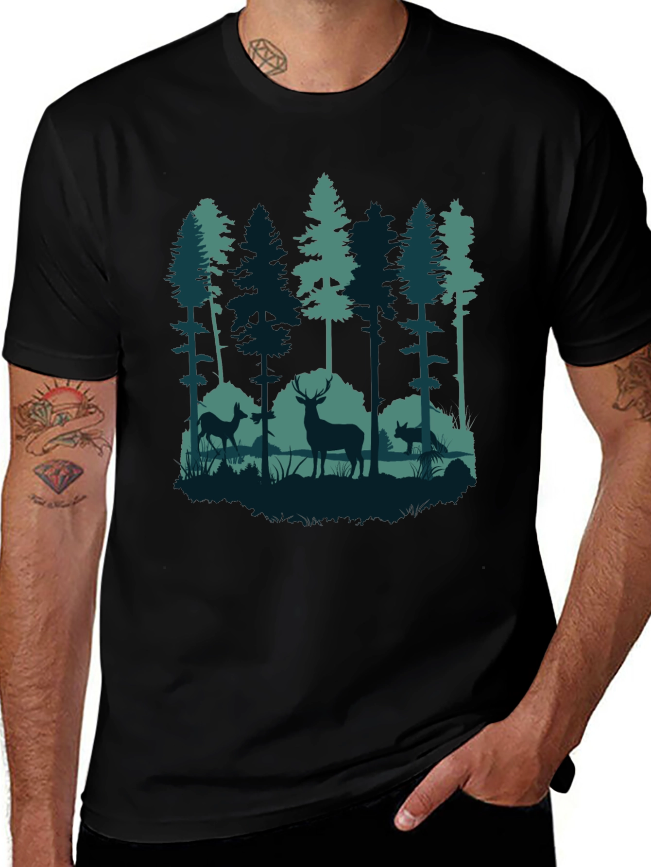 Black Nature Scene T-Shirt main image