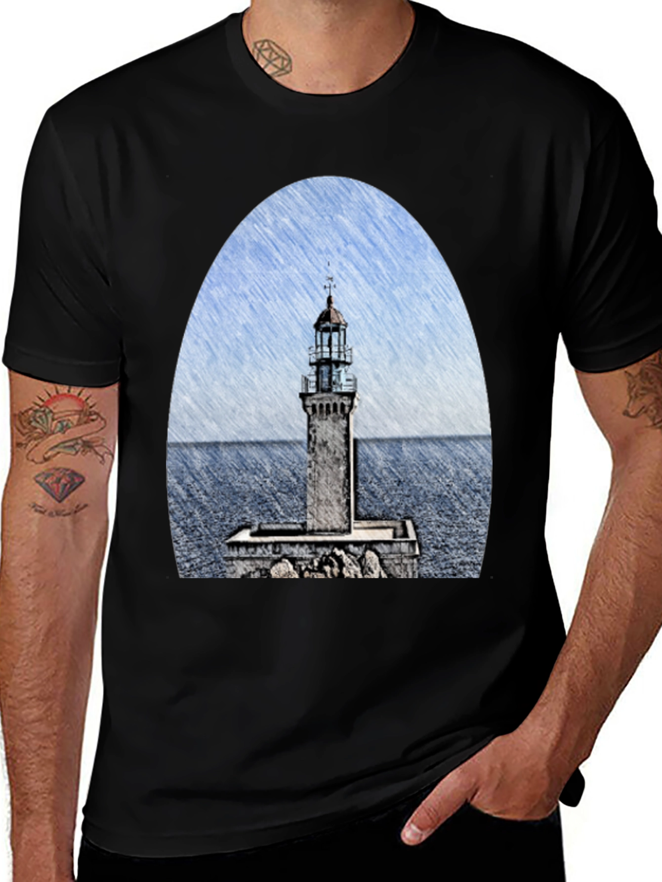 Variant 20 of Lighthouse Graphic Tee - Coastal Style Shirt