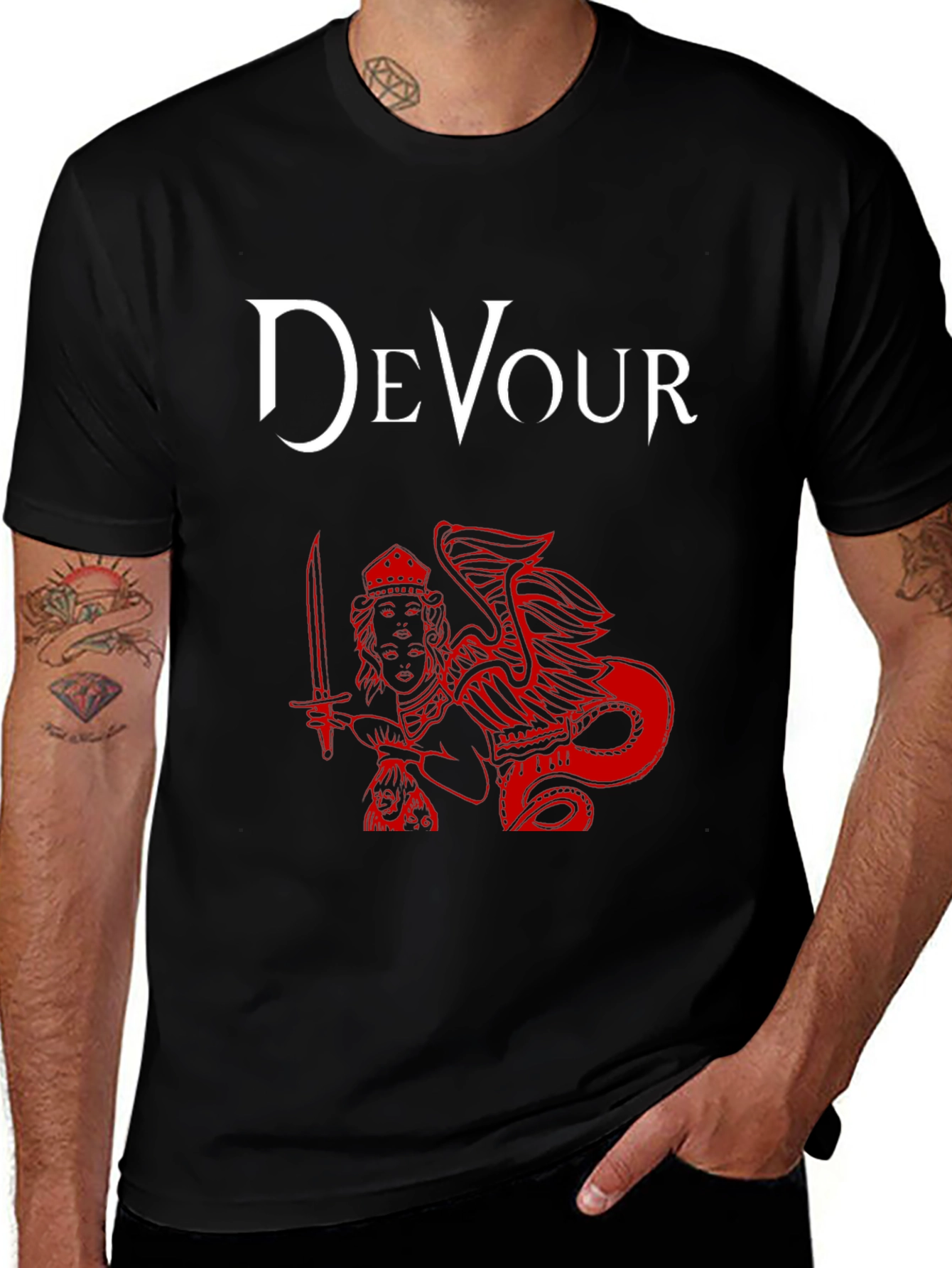 Variant 6 of Devour Graphic Print Black T-Shirt