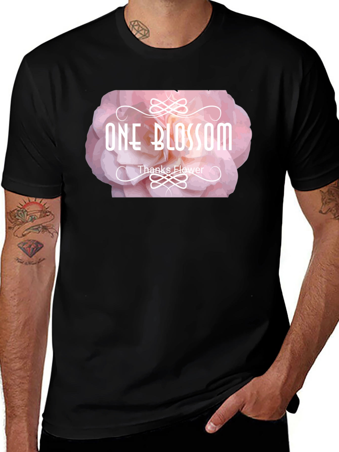 Variant 10 of One Blossom Graphic Tee - Black Cotton T-Shirt