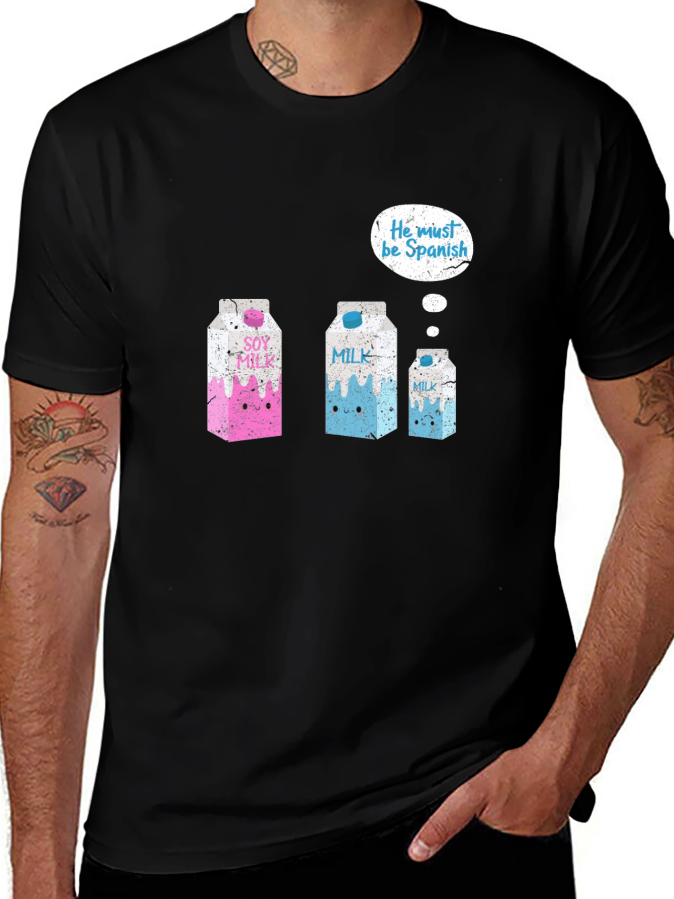 Variant 22 of He Must Be Spanish T-Shirt - Funny Milk Pun Tee