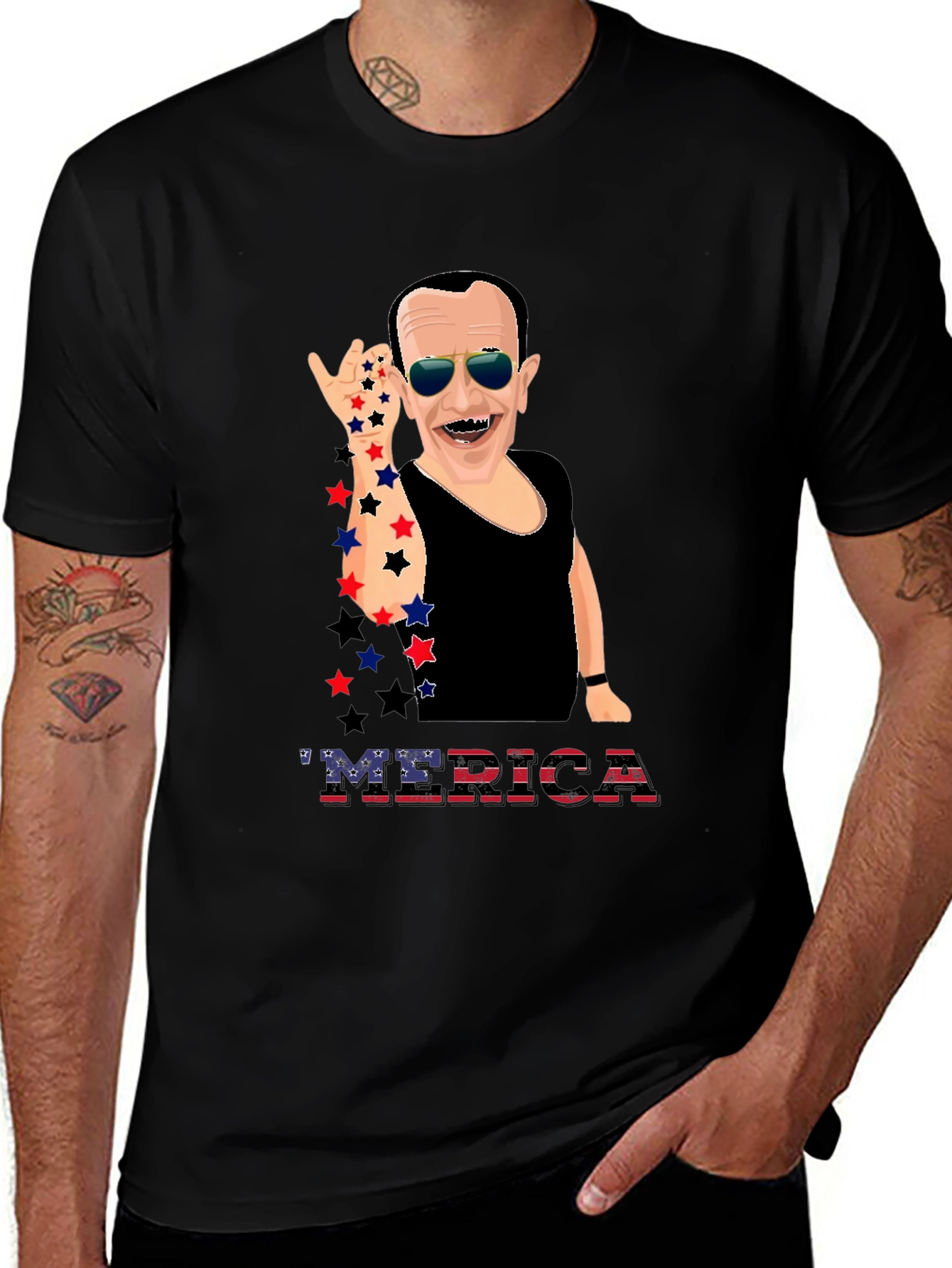 Variant 21 of Patriotic 'Merica T-Shirt with Cartoon Figure