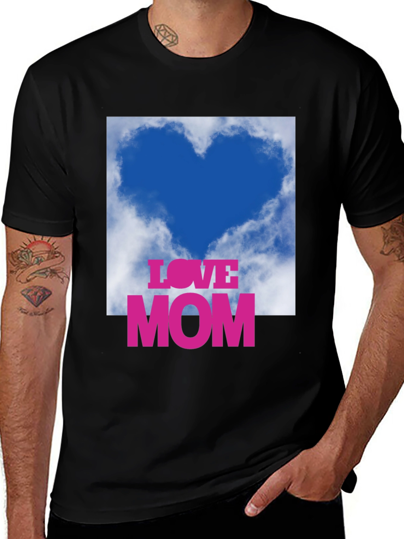Love Mom Heart Cloud Graphic T-Shirt