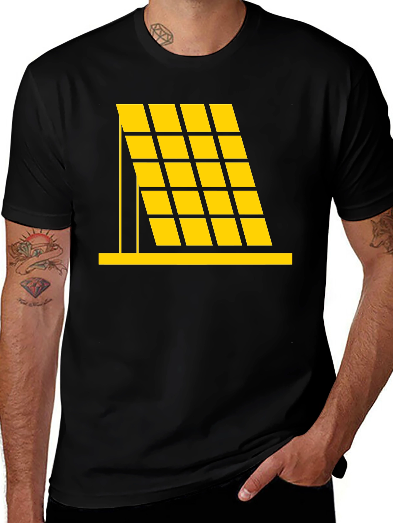 Variant 18 of Solar Panel Graphic Tee - Black Cotton Comfort