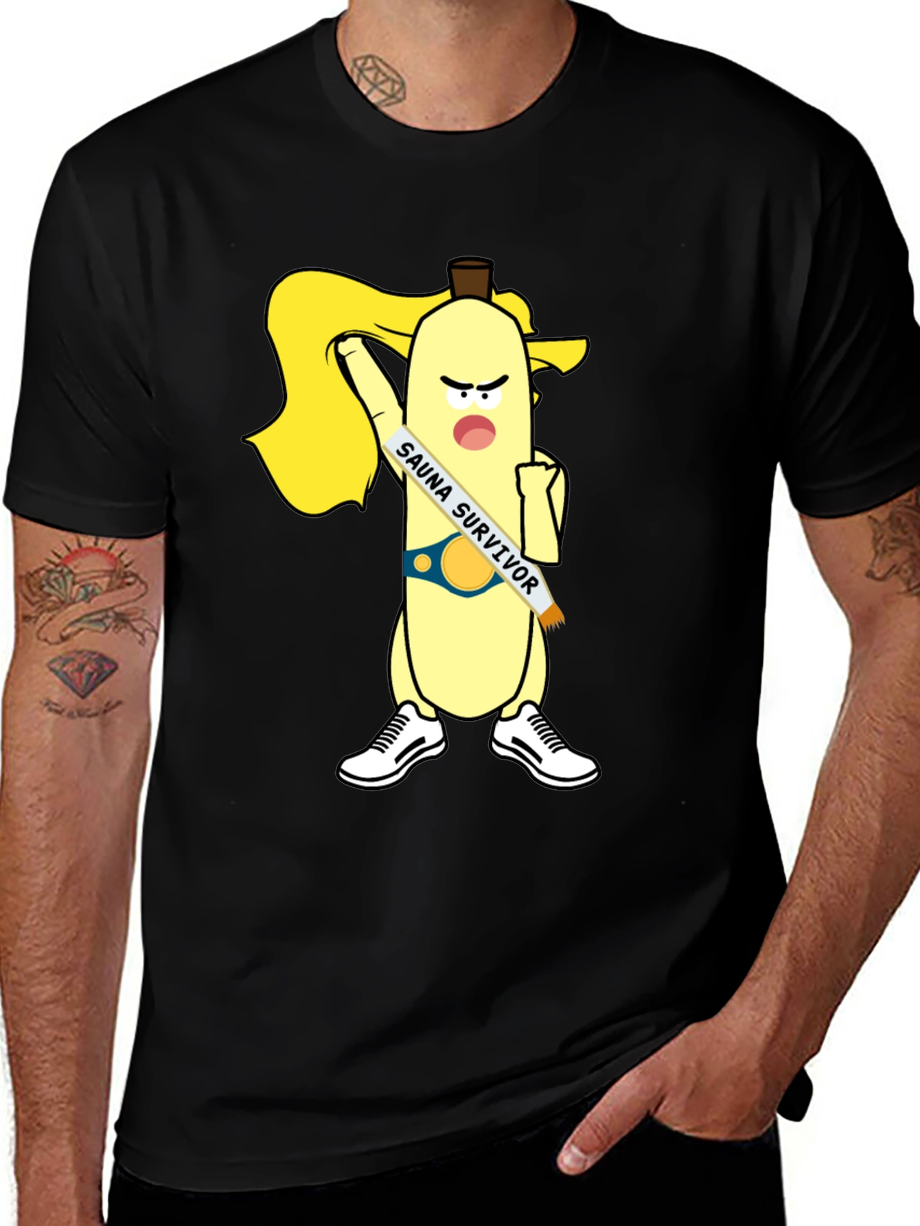 Variant 23 of Sauna Survivor Banana Cartoon Tee