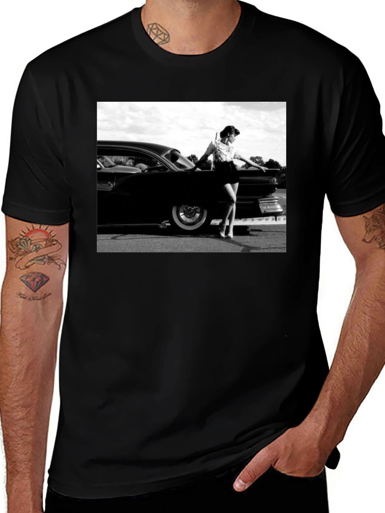 Classic Car & Retro Woman Graphic Tee
