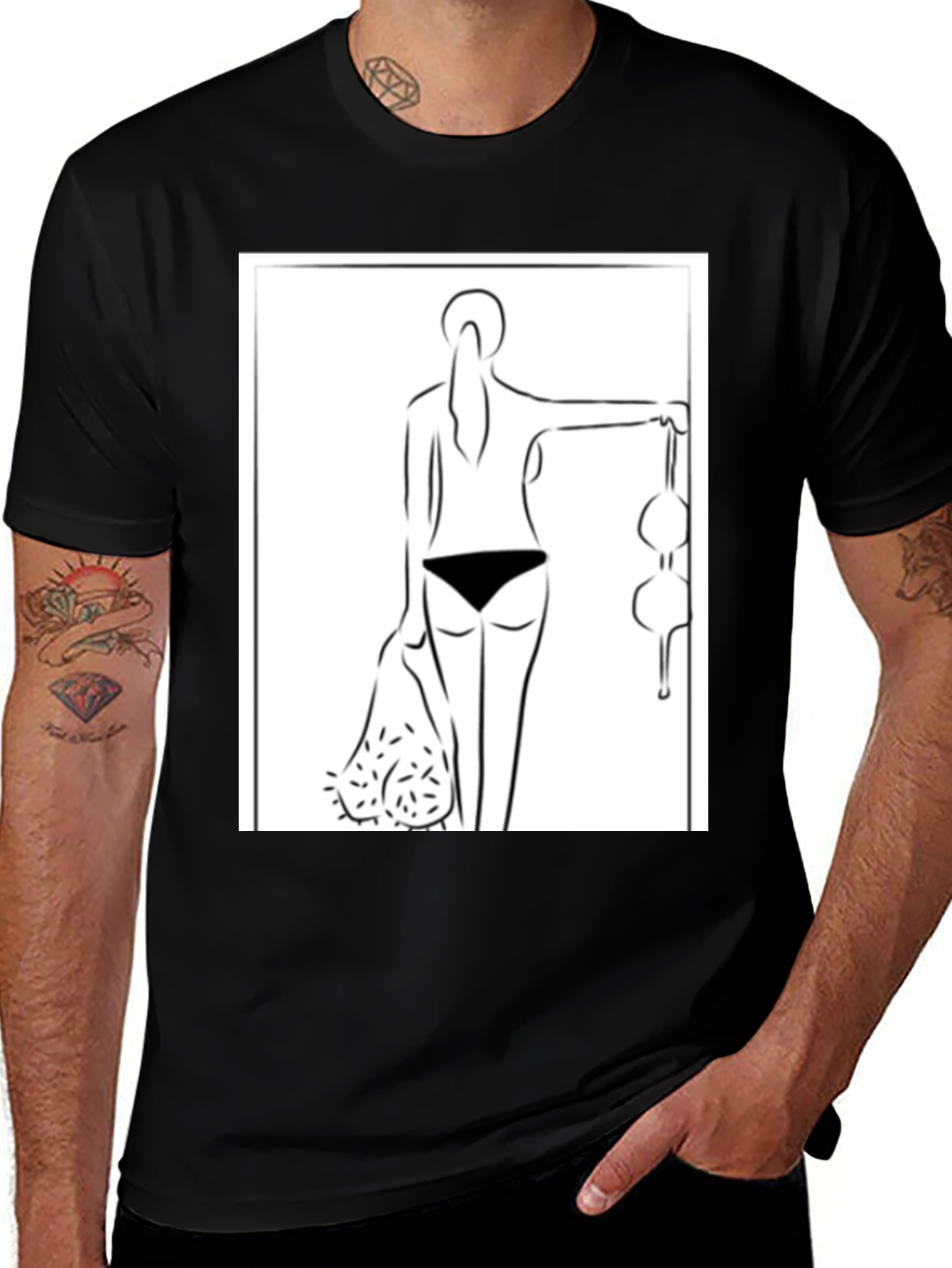 Variant 19 of Humorous Line Art Graphic Tee