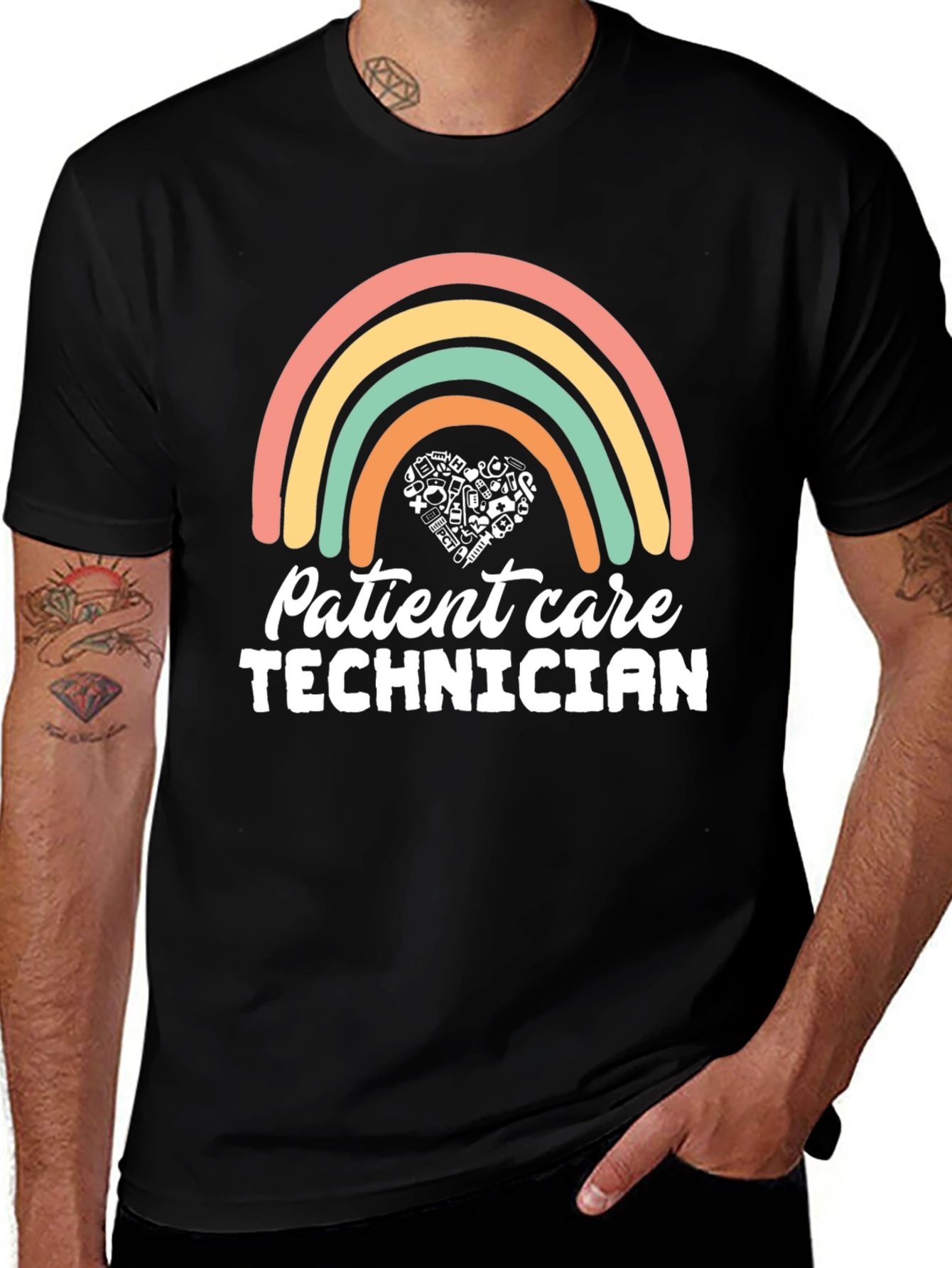 Patient Care Technician Rainbow Graphic Tee