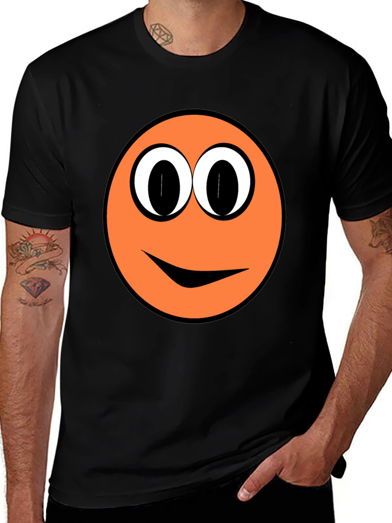 Funny Orange Smiley Face Graphic T-Shirt