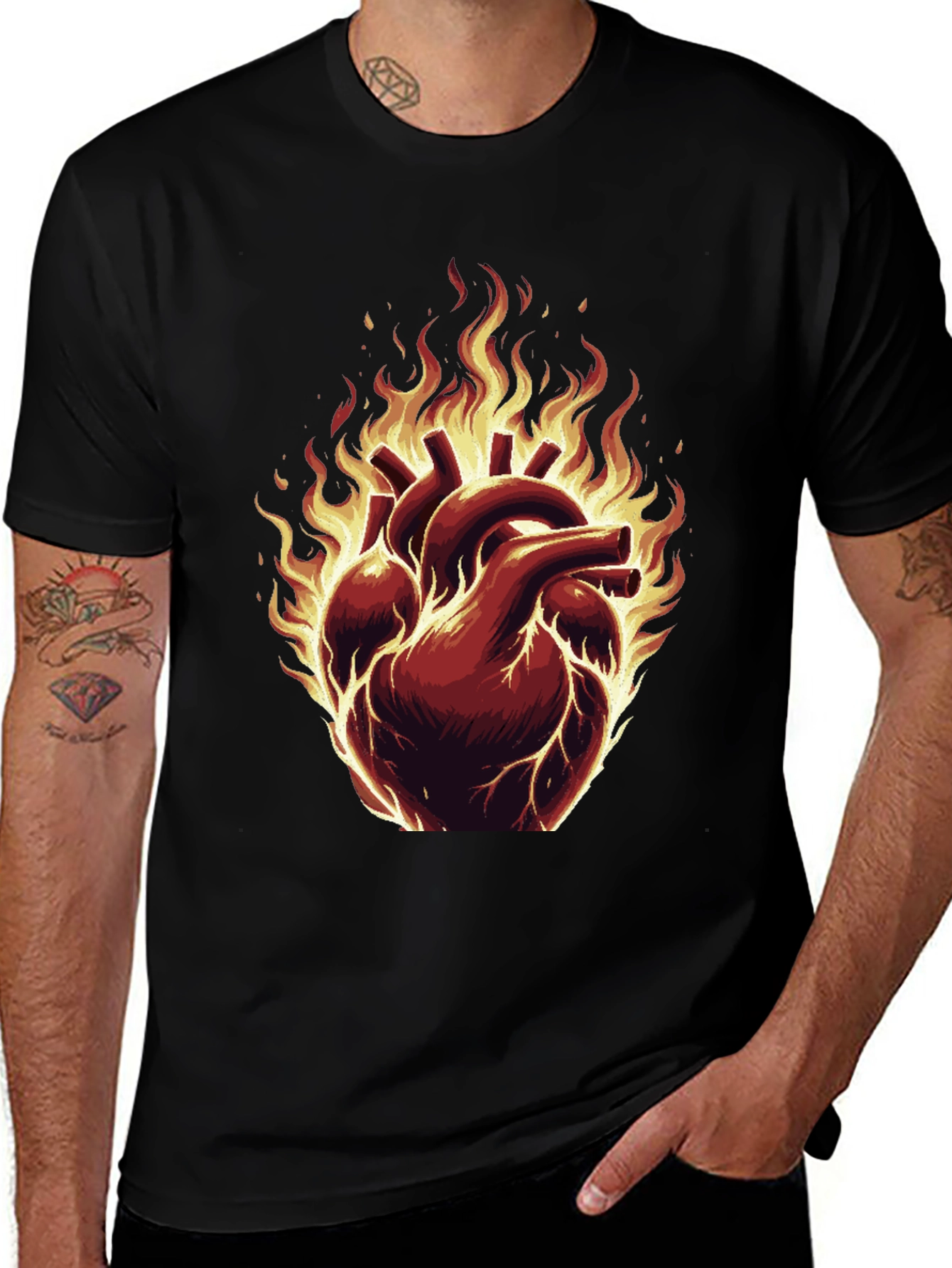 Variant 20 of Fiery Heart Graphic Tee - Bold & Unique Design