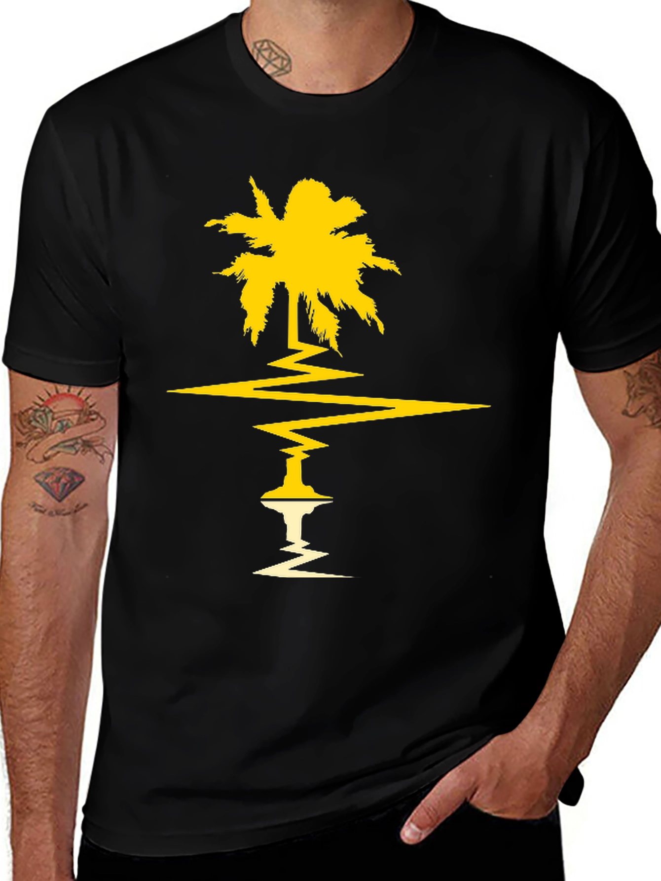 Variant 16 of Palm Tree Graphic Tee - Black