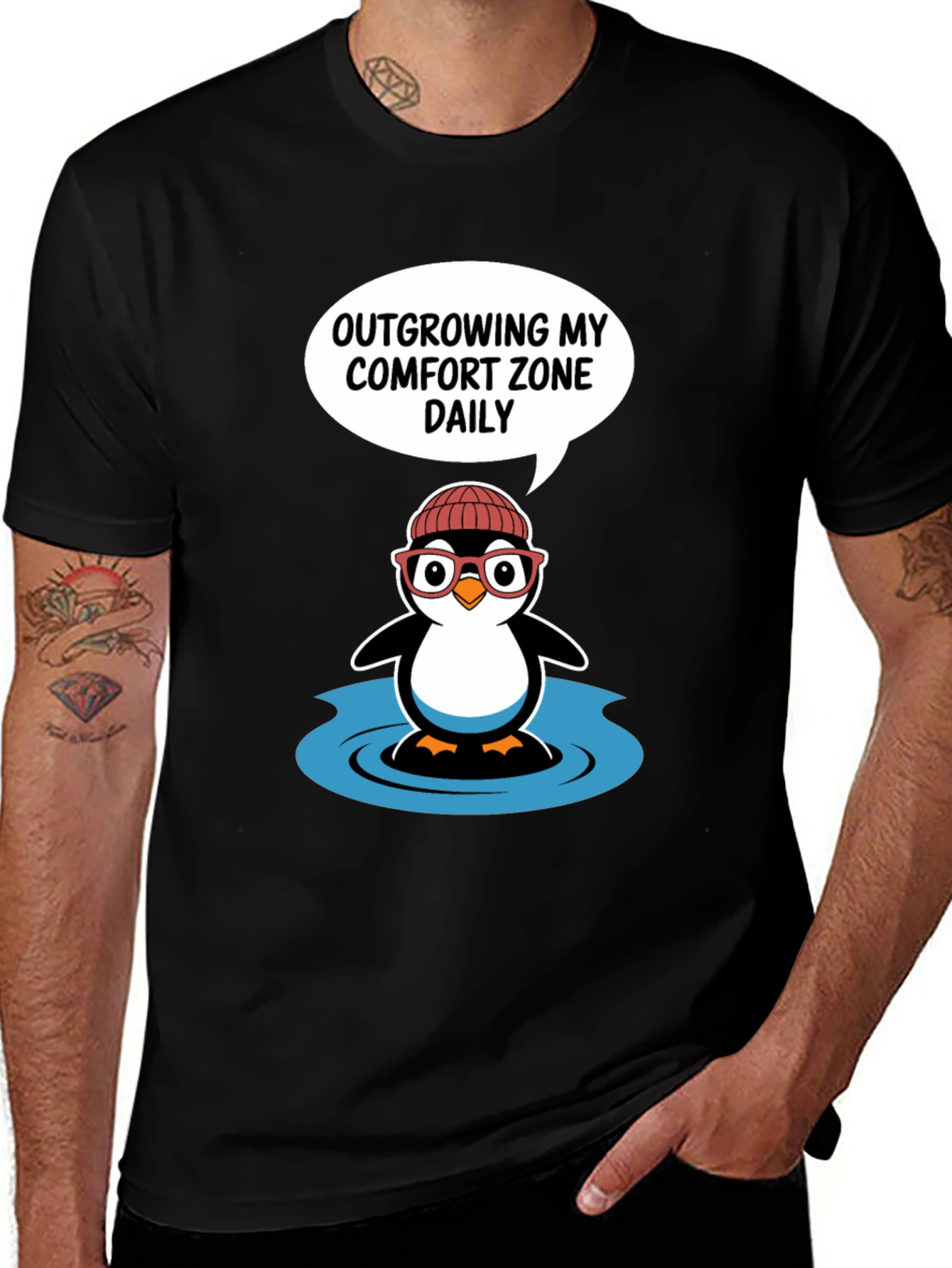 Variant 17 of Outgrowing Comfort Zone Penguin T-Shirt