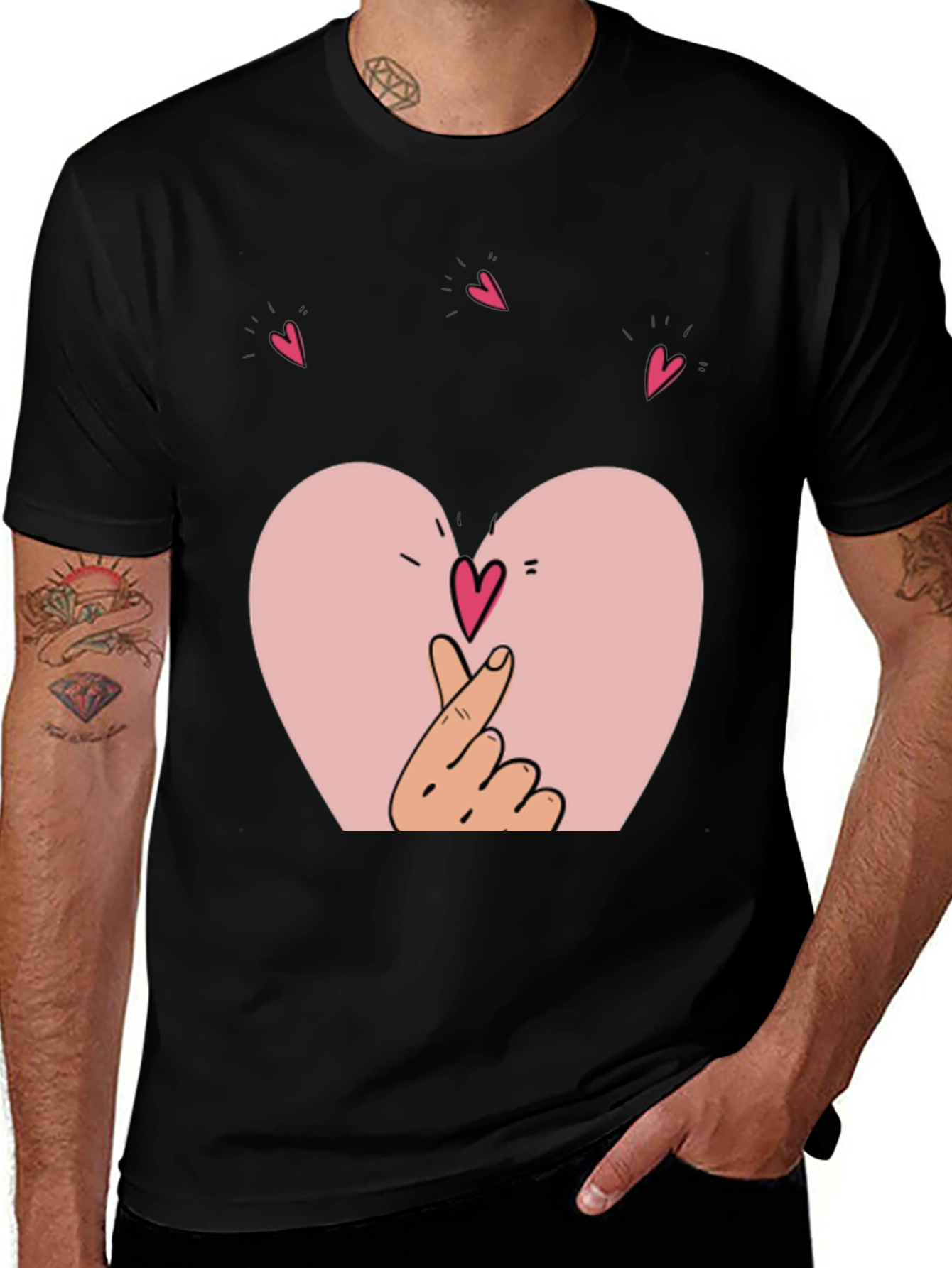 Variant 24 of Heart Hands Graphic Black T-Shirt