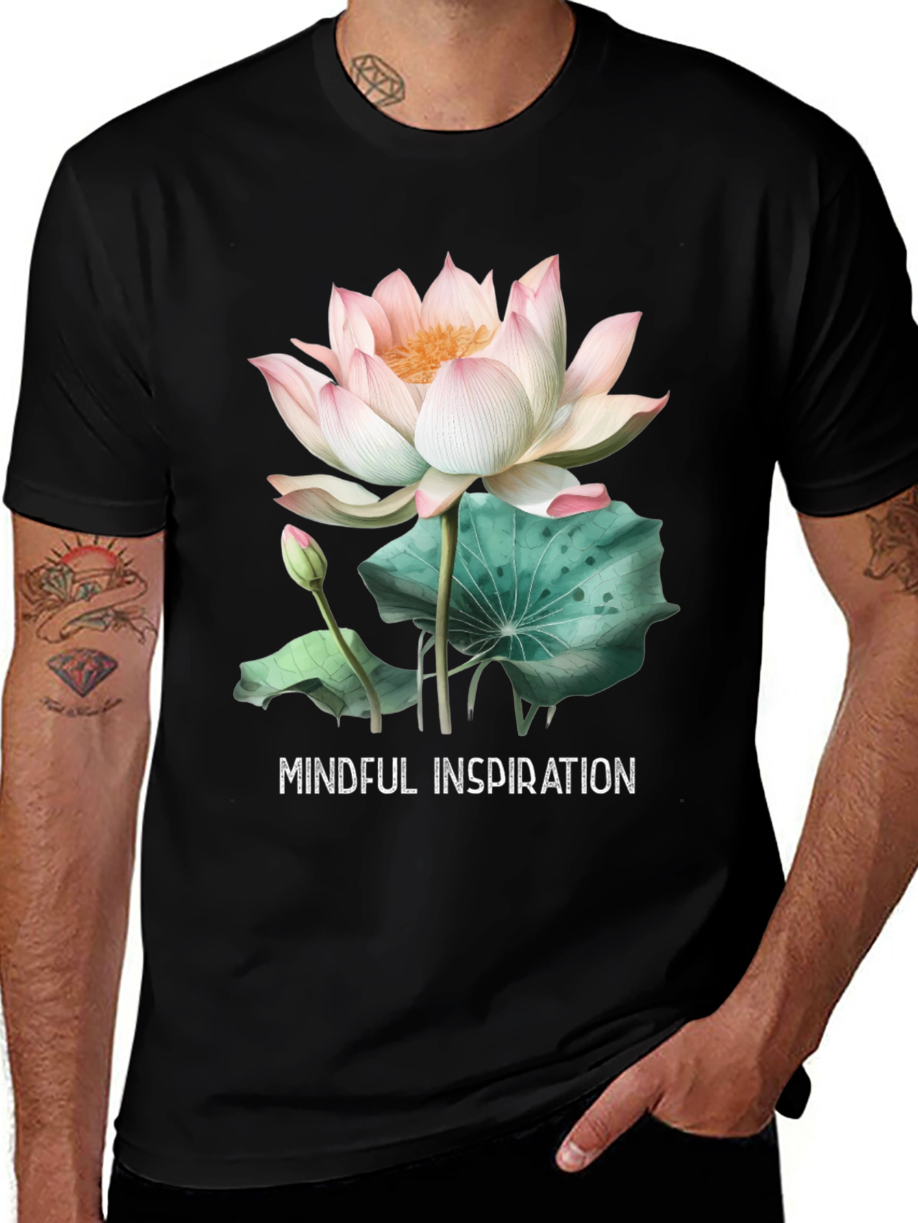 Variant 29 of Mindful Inspiration Lotus Graphic Tee - Black