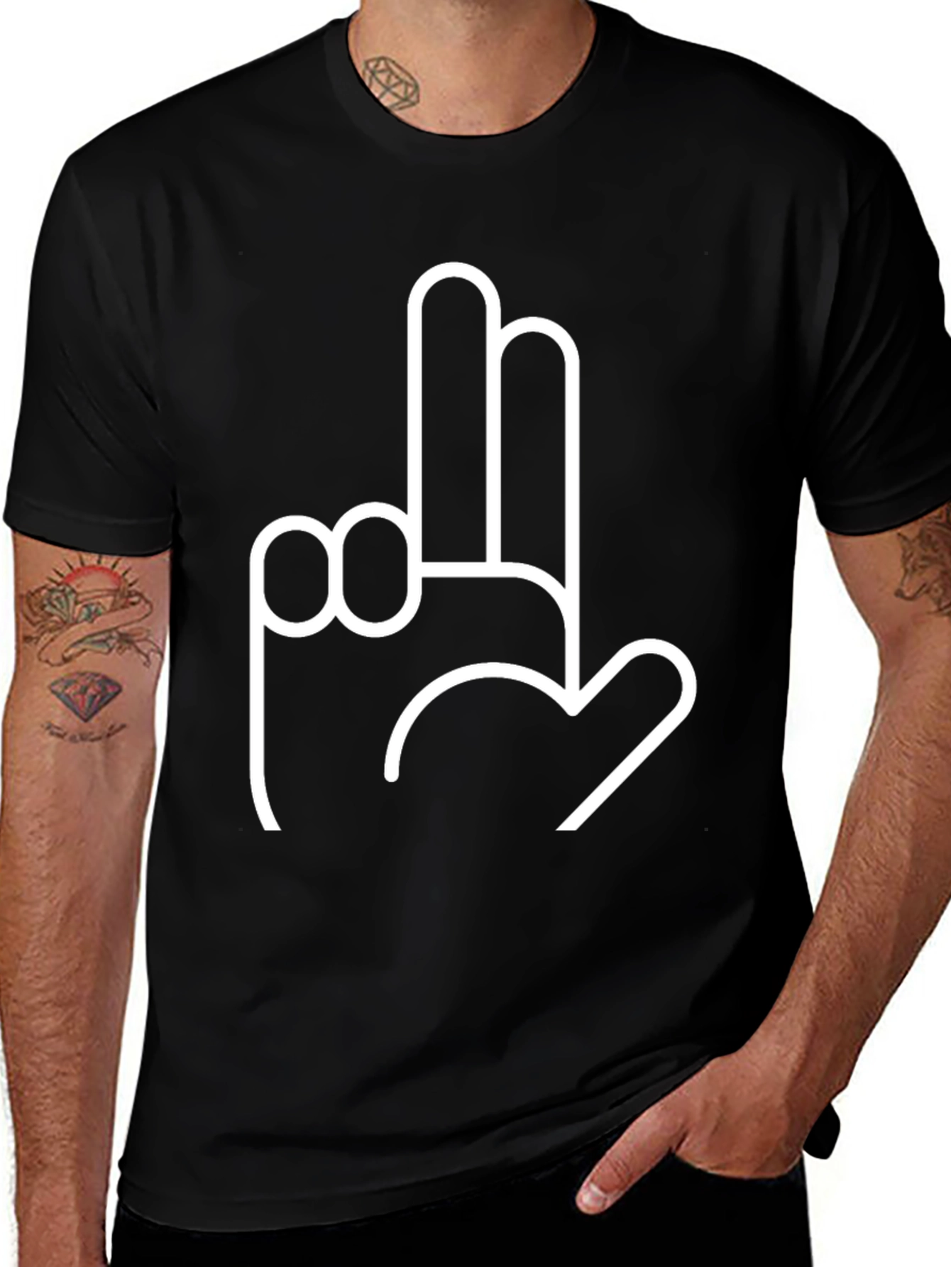 Variant 26 of Black T-Shirt with Hand Heart Graphic