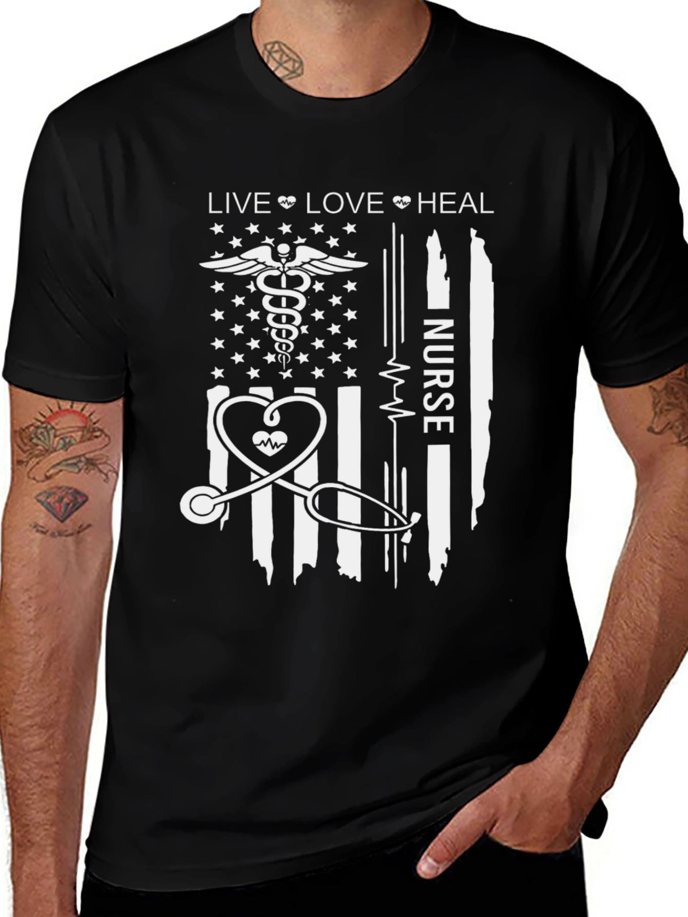 Variant 5 of Live Love Heal Nurse T-Shirt
