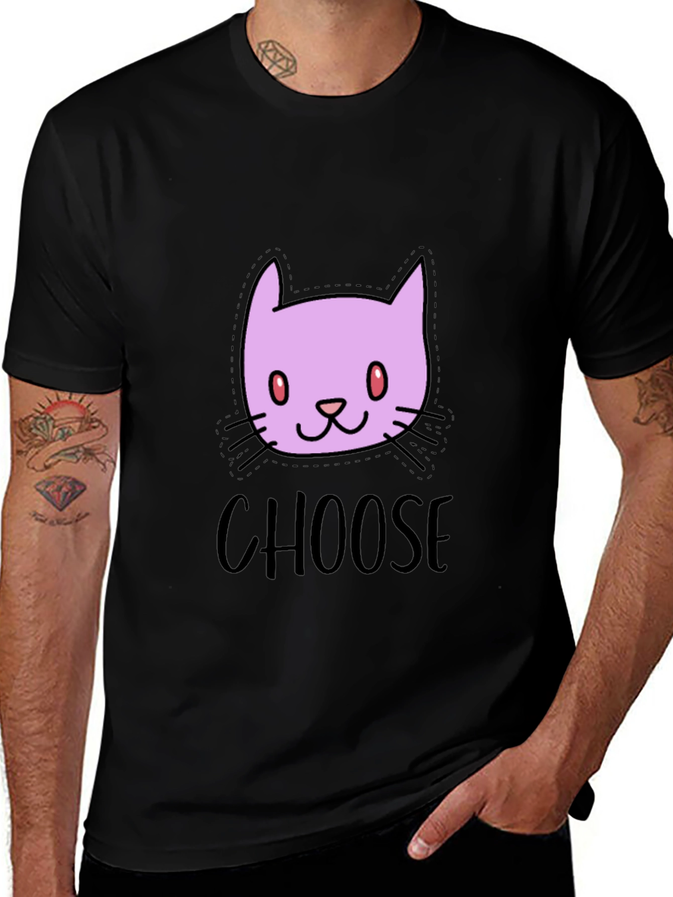 Variant 13 of Choose Cat T-Shirt - Cute Cartoon Kitten Design