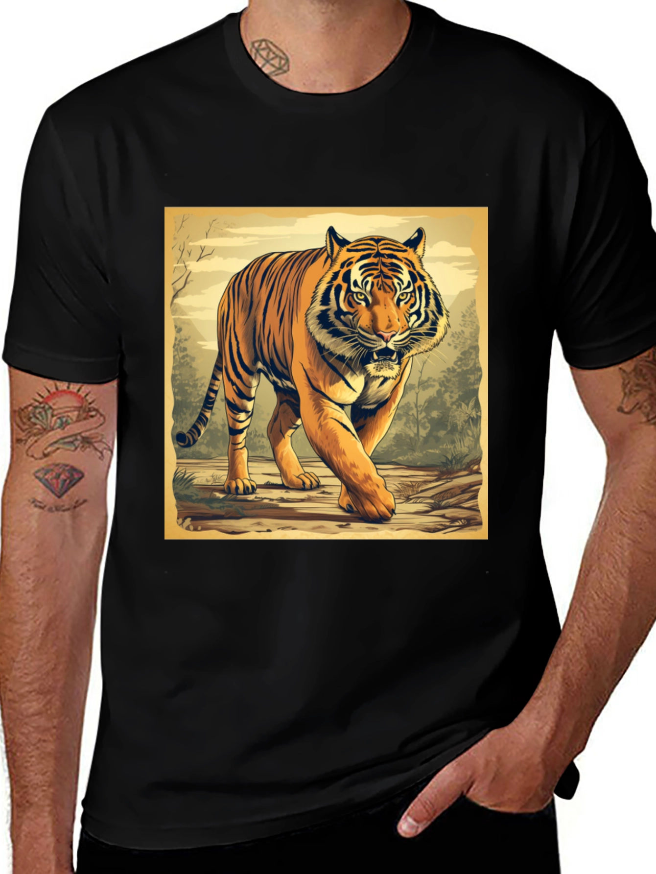 Variant 7 of Tiger Graphic Black T-Shirt - Bold Animal Print Tee