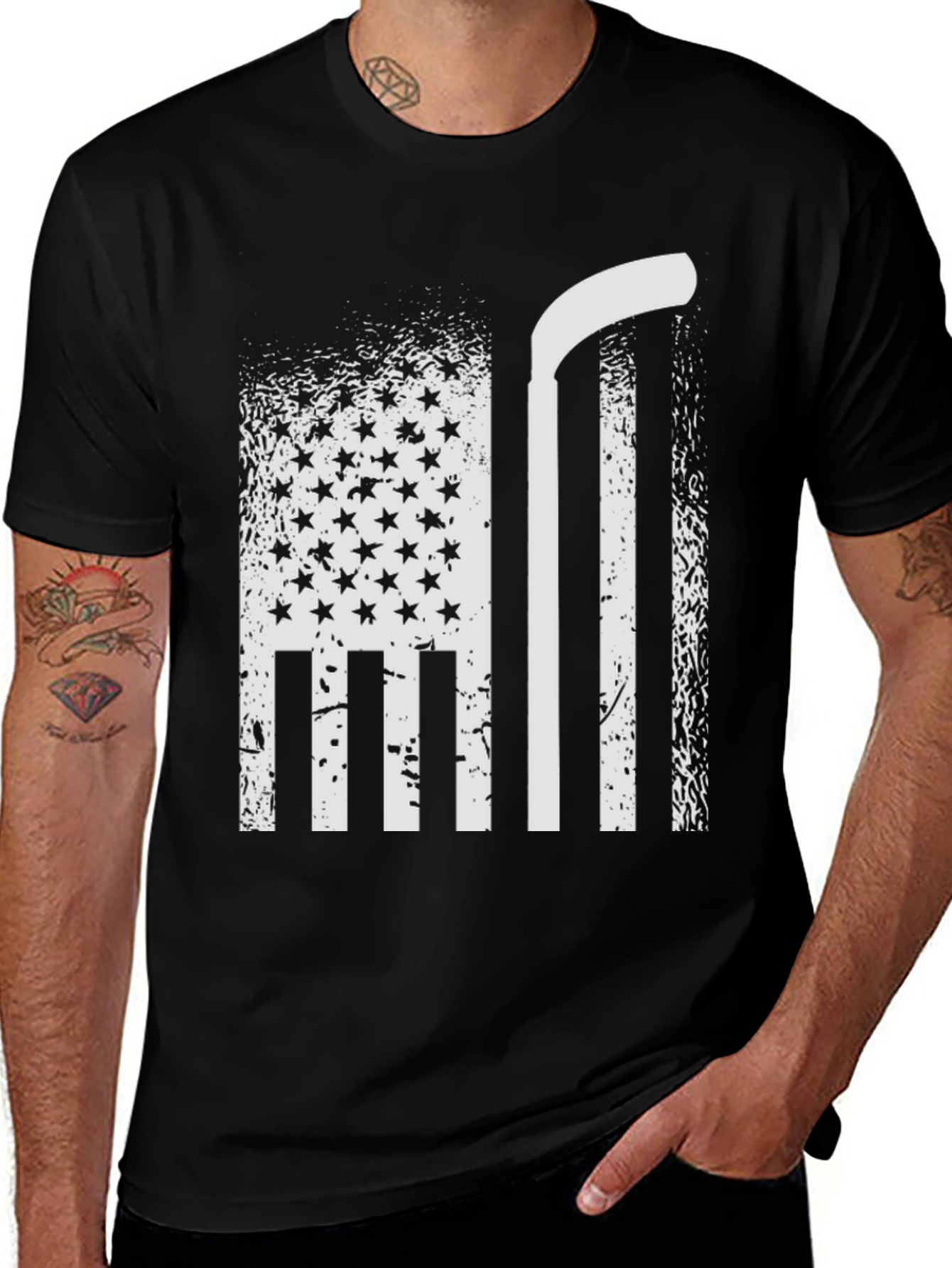 Variant 5 of Hockey USA Flag Graphic T-Shirt - Patriotic Tee