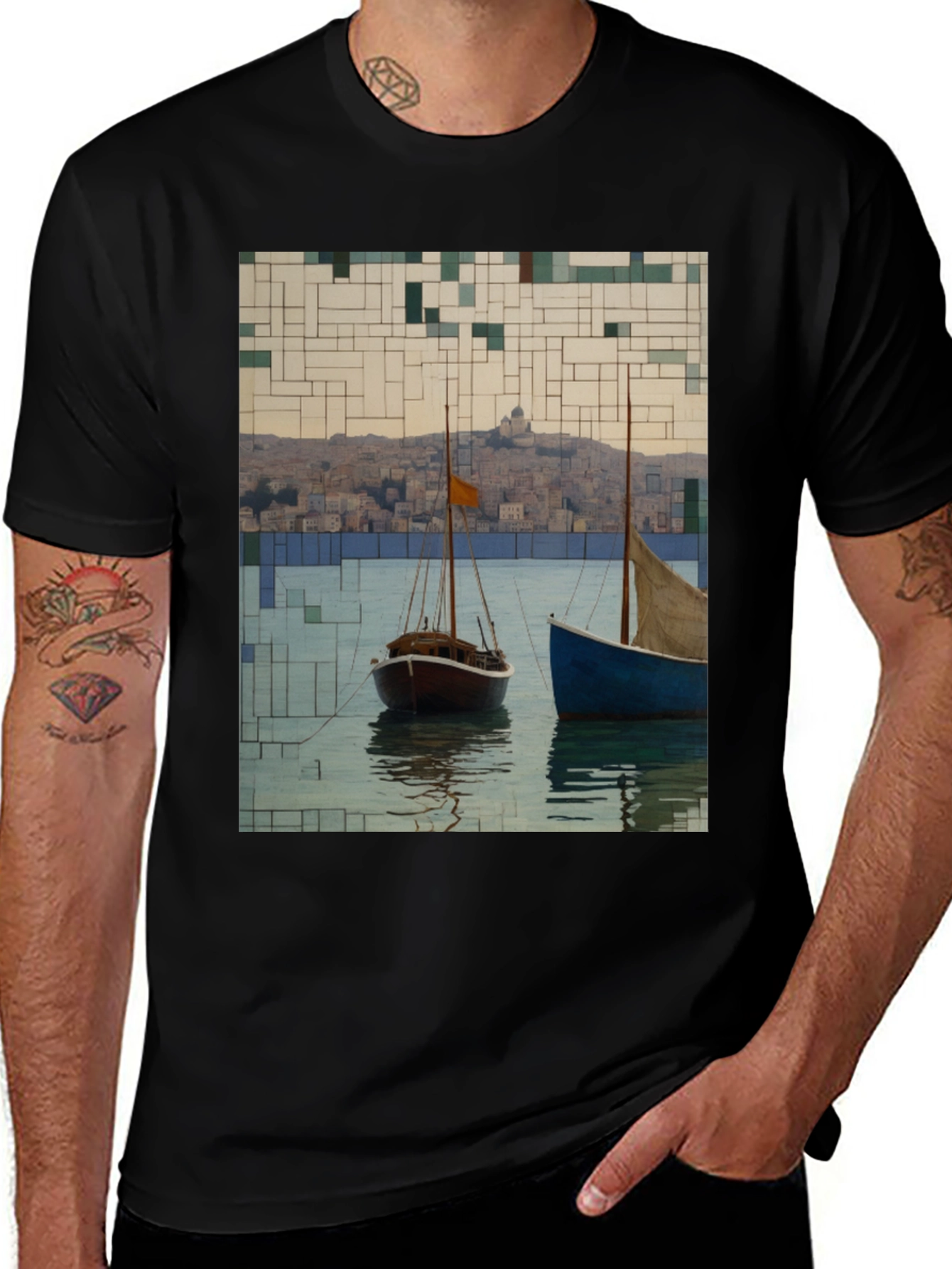 Variant 30 of Abstract Sailboats T-Shirt