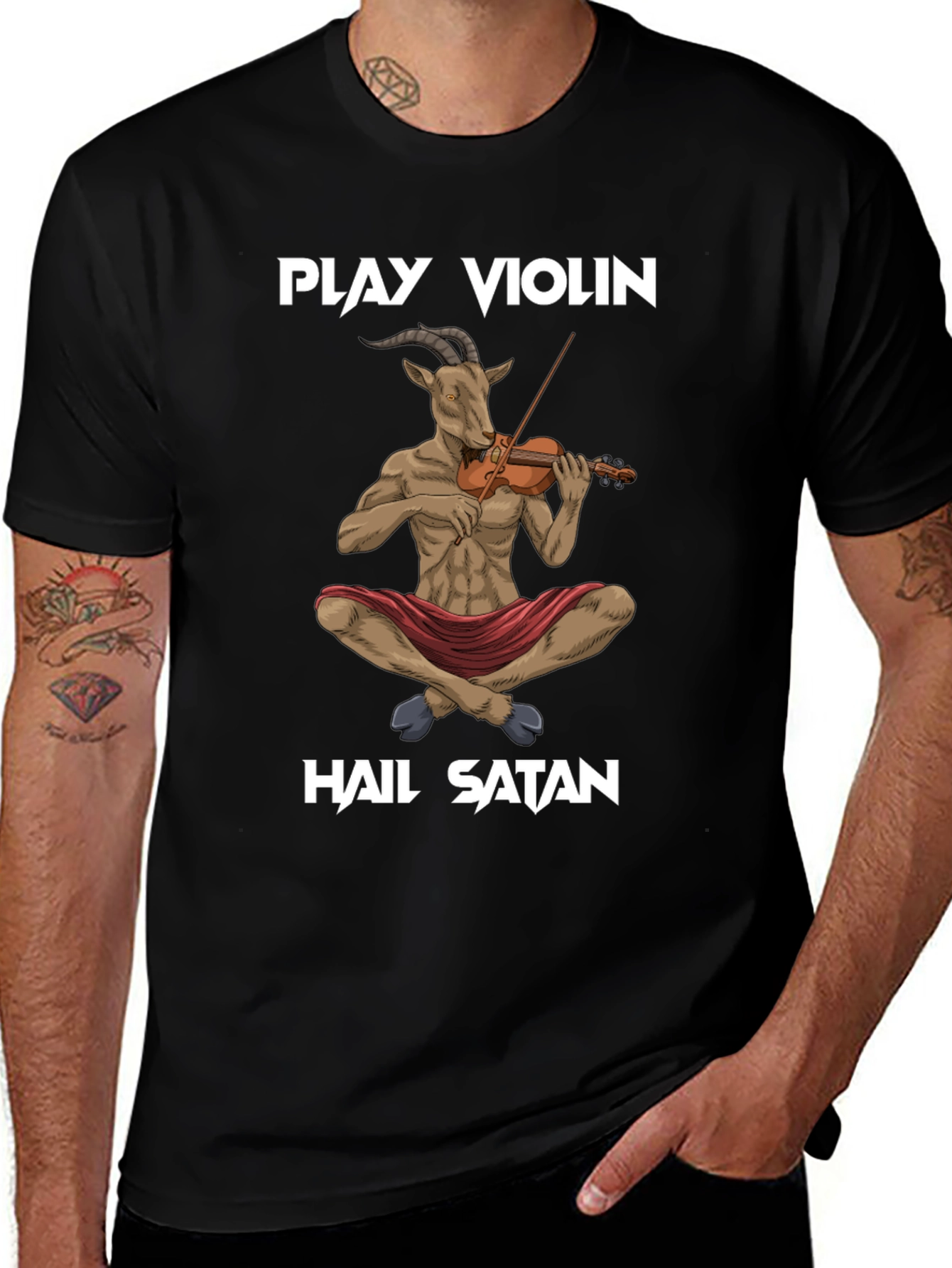 Variant 14 of Play Violin, Hail Satan T-Shirt