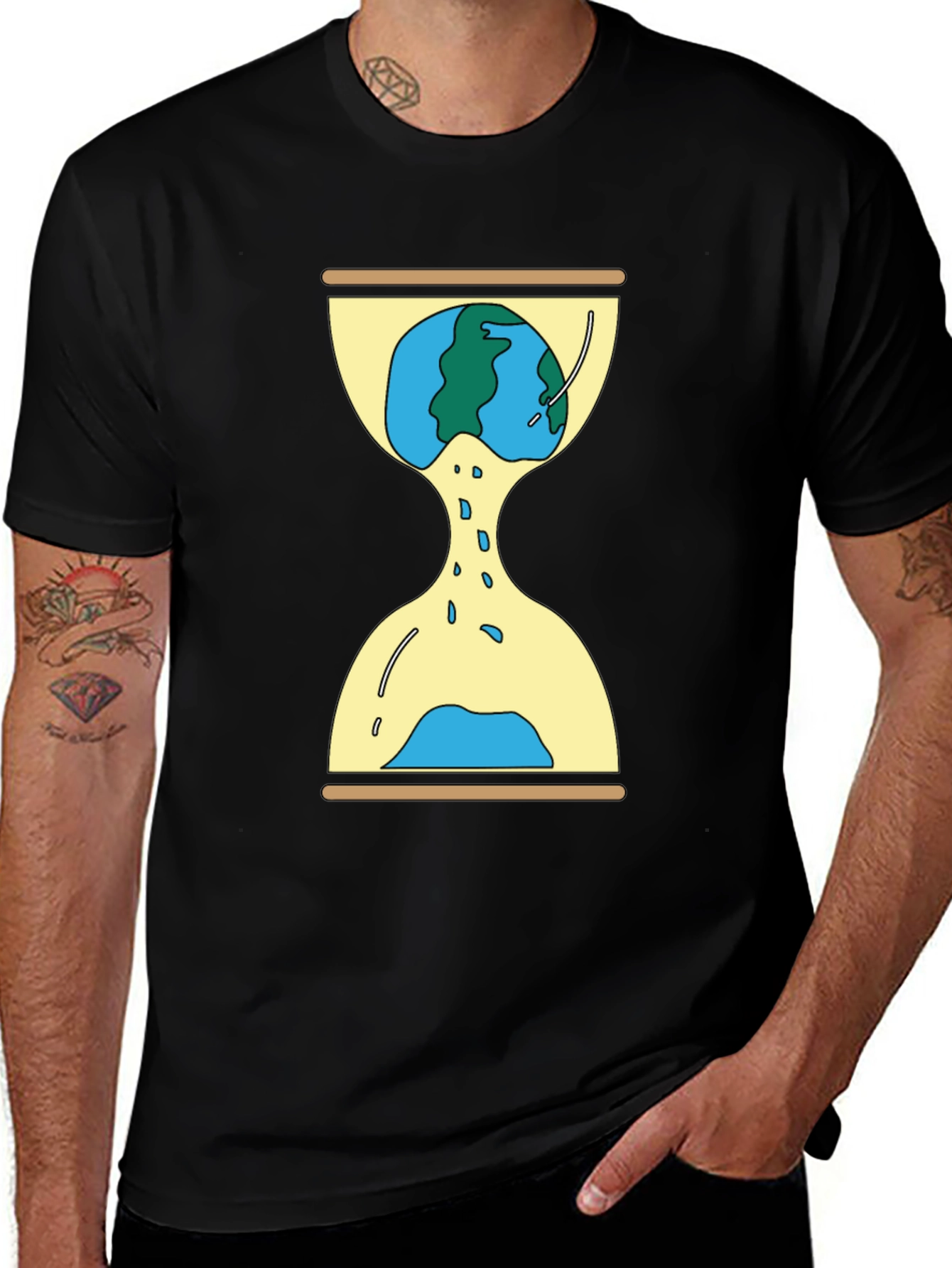 Variant 5 of Earth Hourglass Graphic Tee - Time is Running Out!