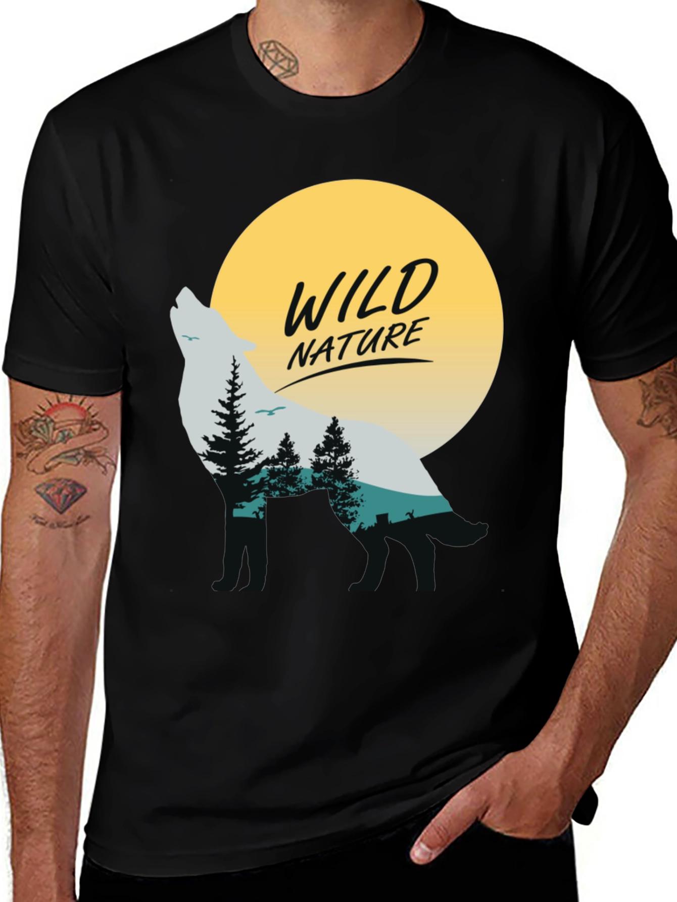 Variant 13 of Wild Nature Graphic T-Shirt - Wolf Design