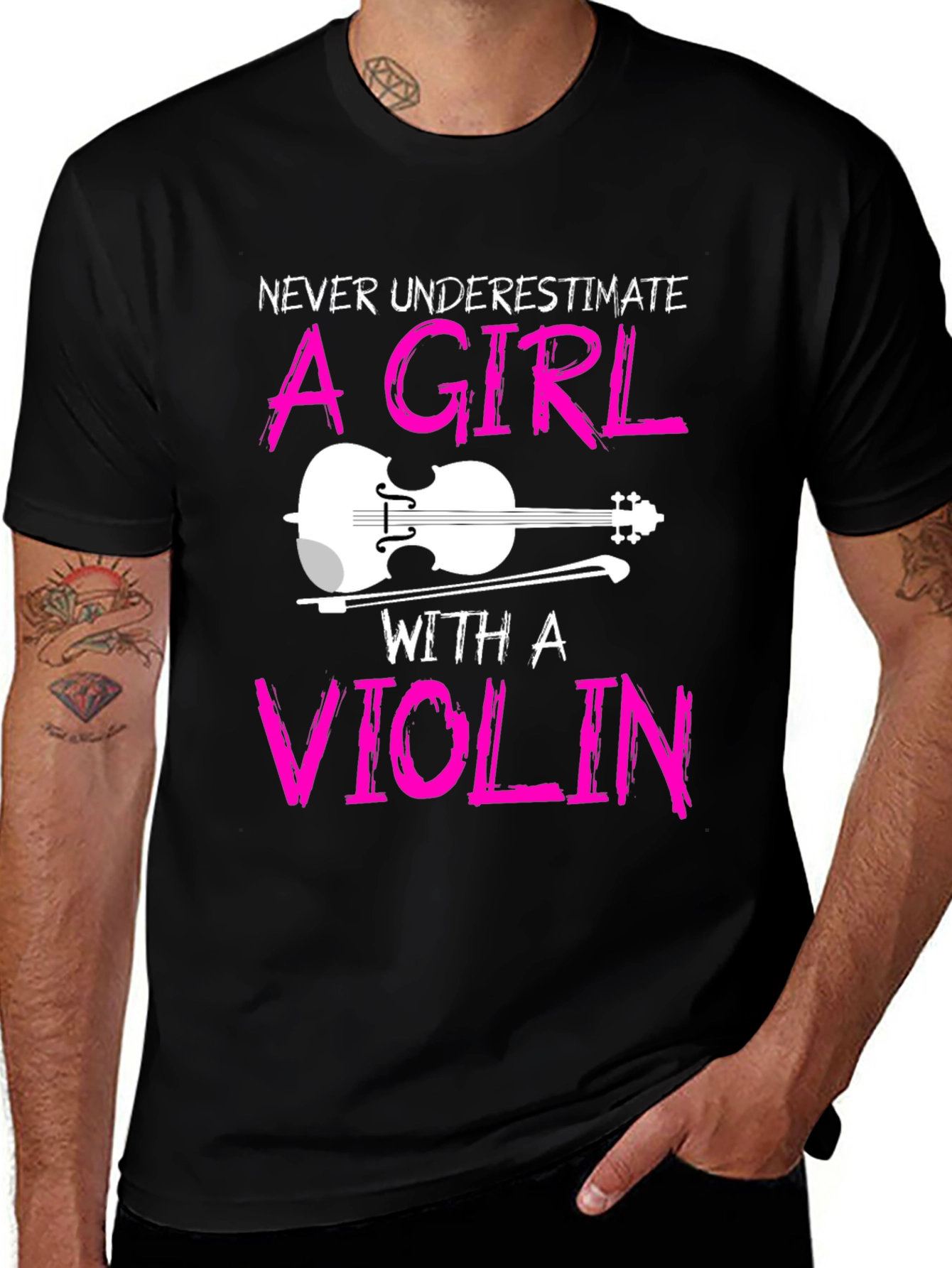 Variant 19 of Never Underestimate a Girl with a Violin T-Shirt