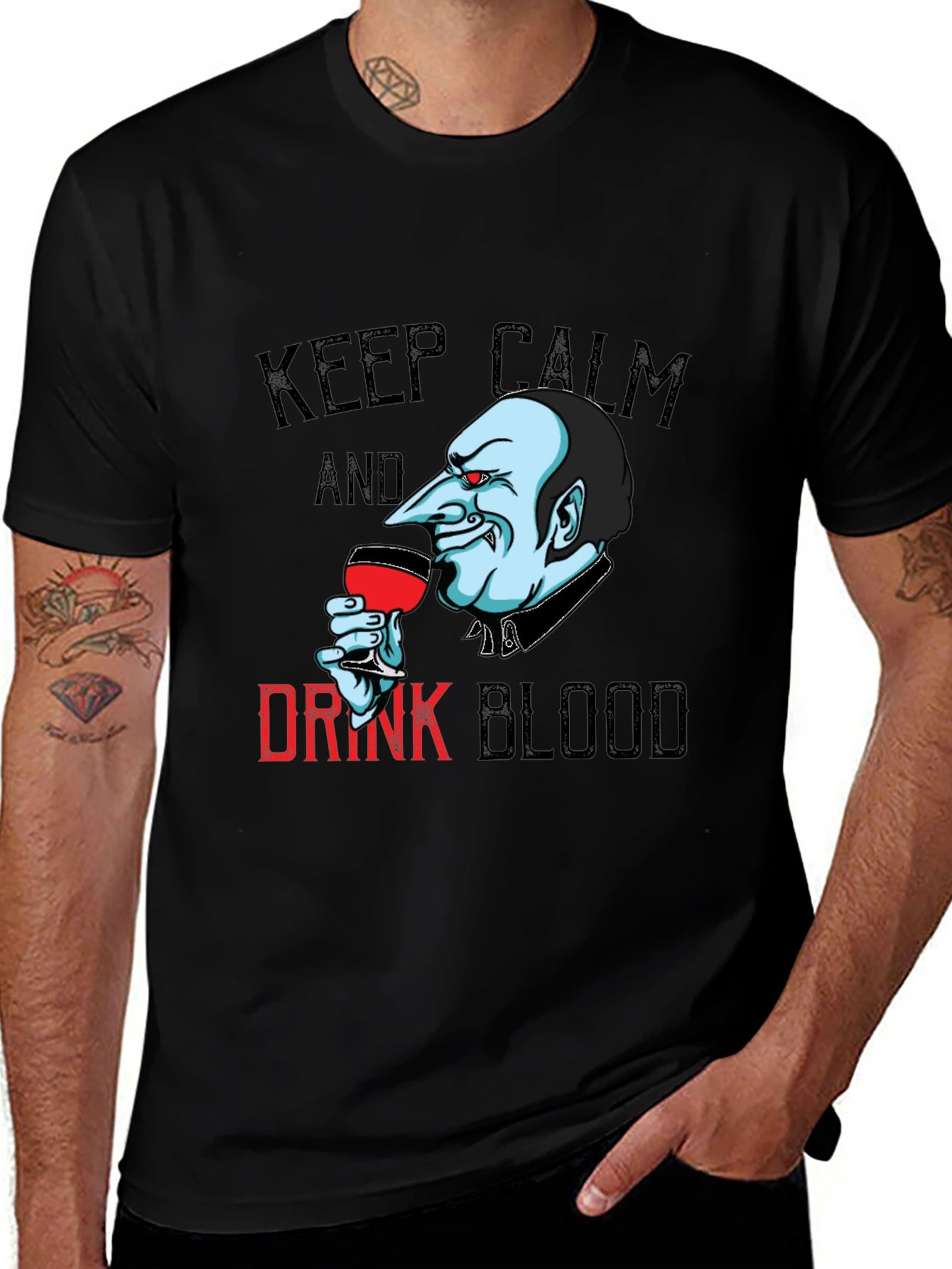 Variant 25 of Keep Calm and Drink Blood Vampire Graphic Tee