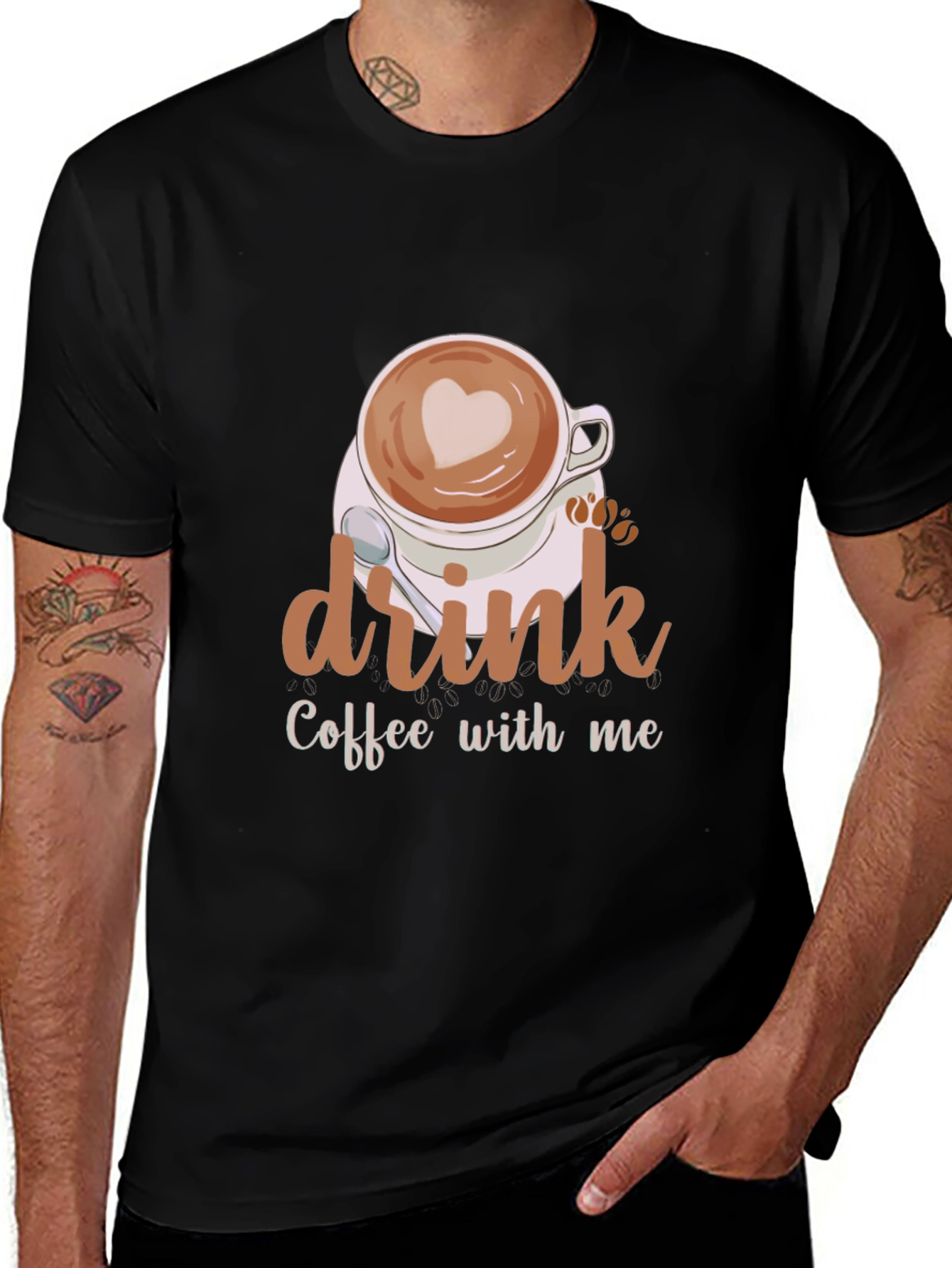 Variant 23 of Drink Coffee With Me Graphic Tee - Black