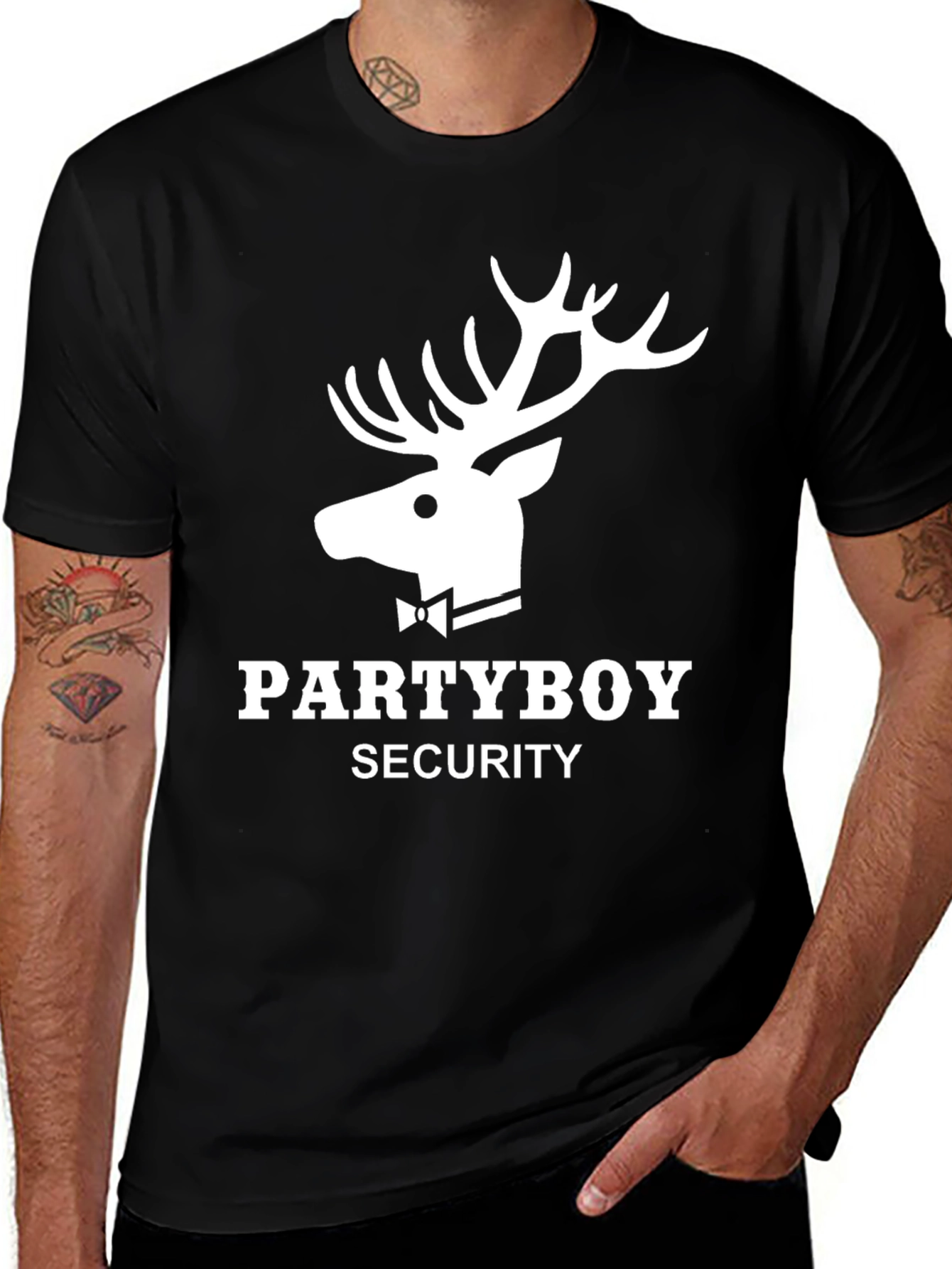 Variant 6 of Partyboy Security T-Shirt - Stag Head Design