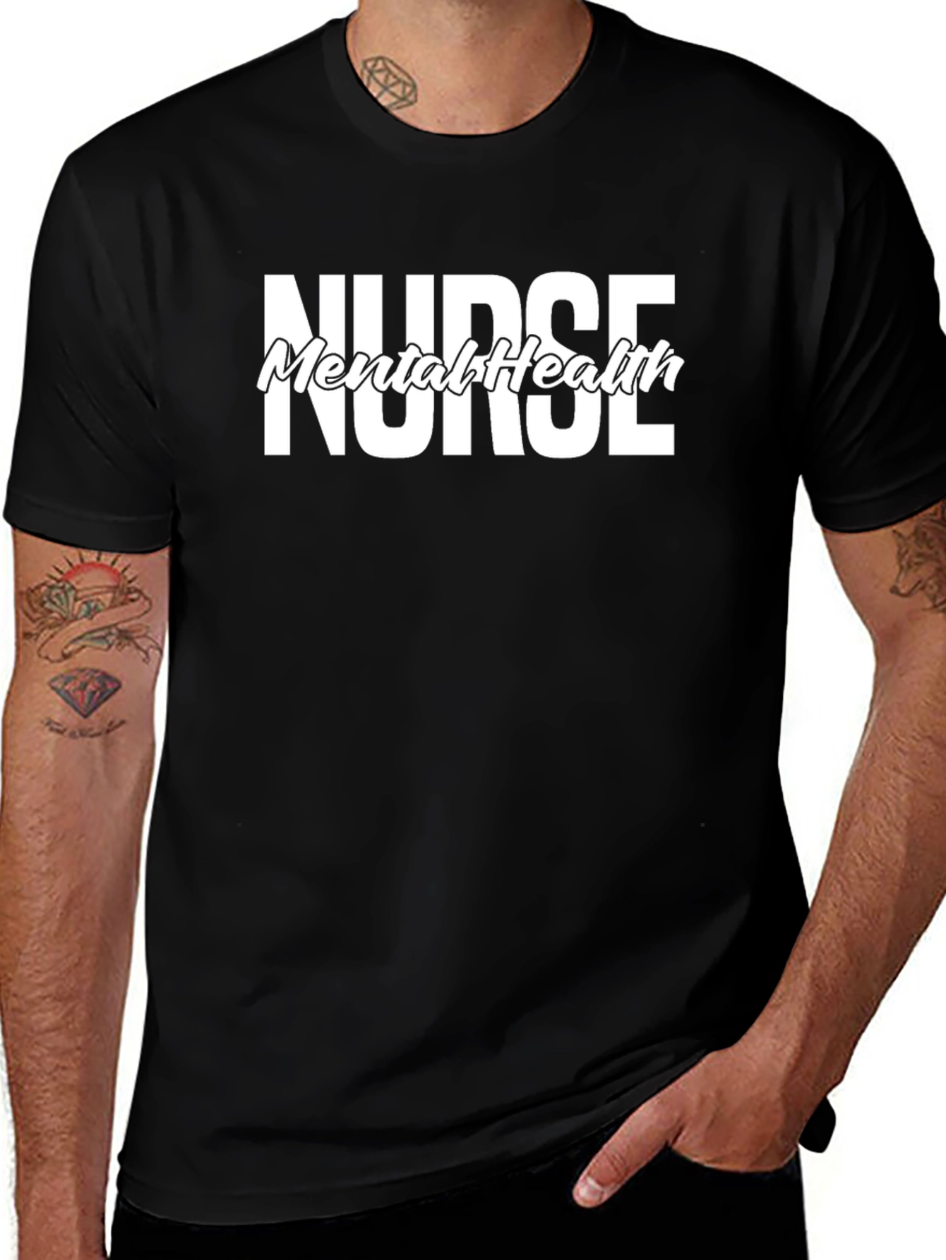 Variant 26 of Mental Health Nurse T-Shirt Black Short Sleeve