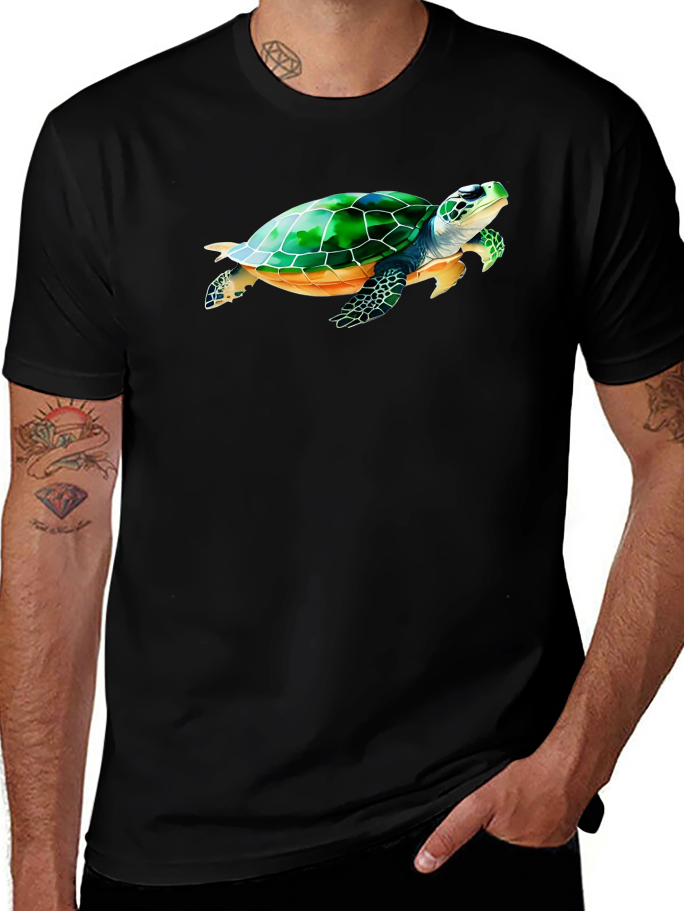 Variant 4 of Sea Turtle Graphic Black T-Shirt