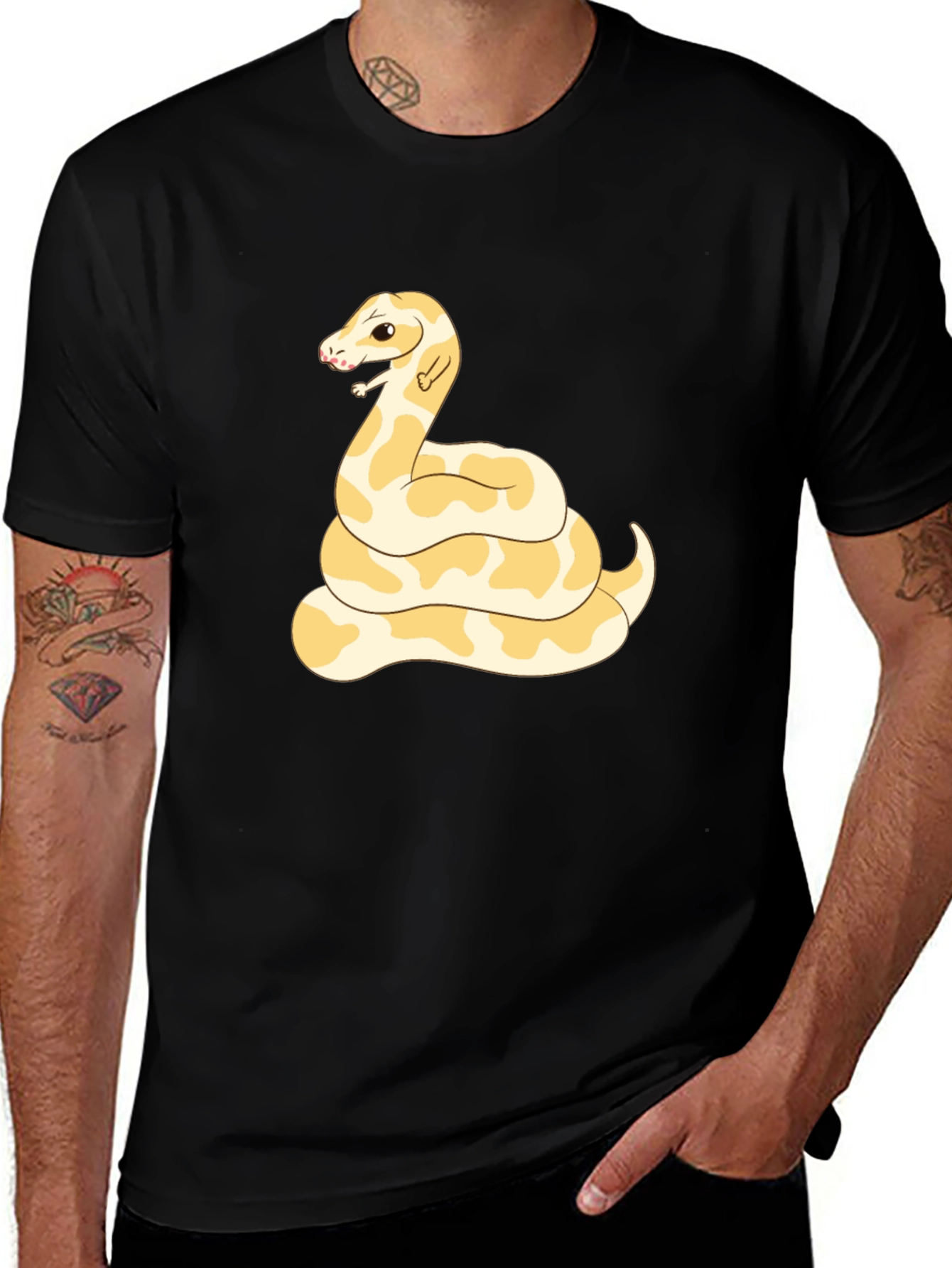 Variant 12 of Snake Graphic Tee - Black Cotton T-Shirt