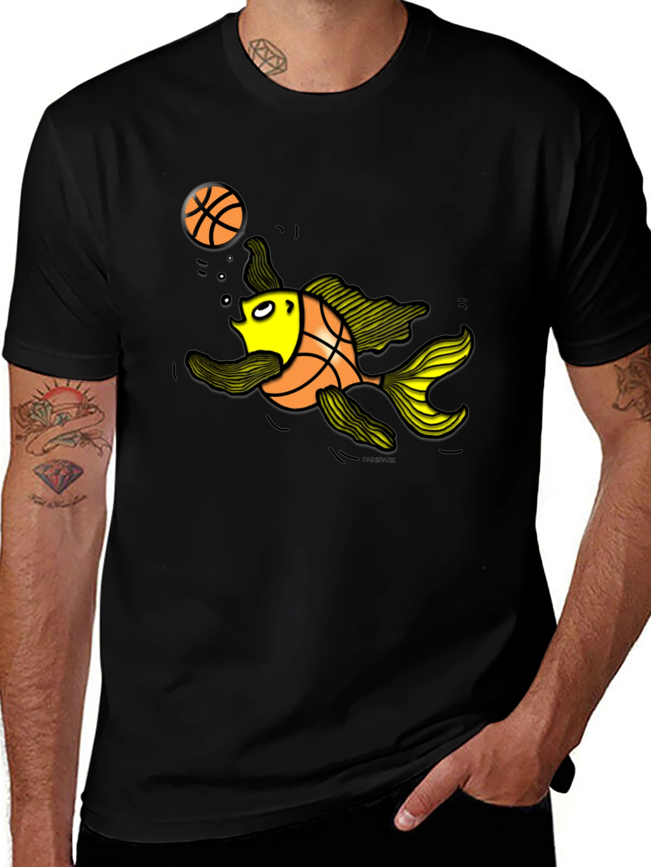 Variant 20 of Basketball Fish Graphic Tee - Black