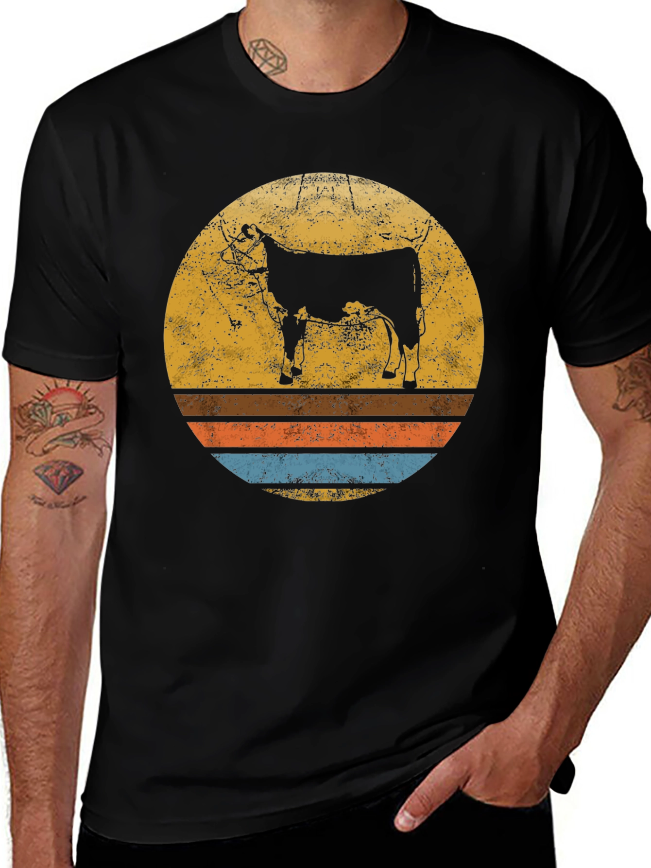Variant 21 of Retro Cow Graphic Tee