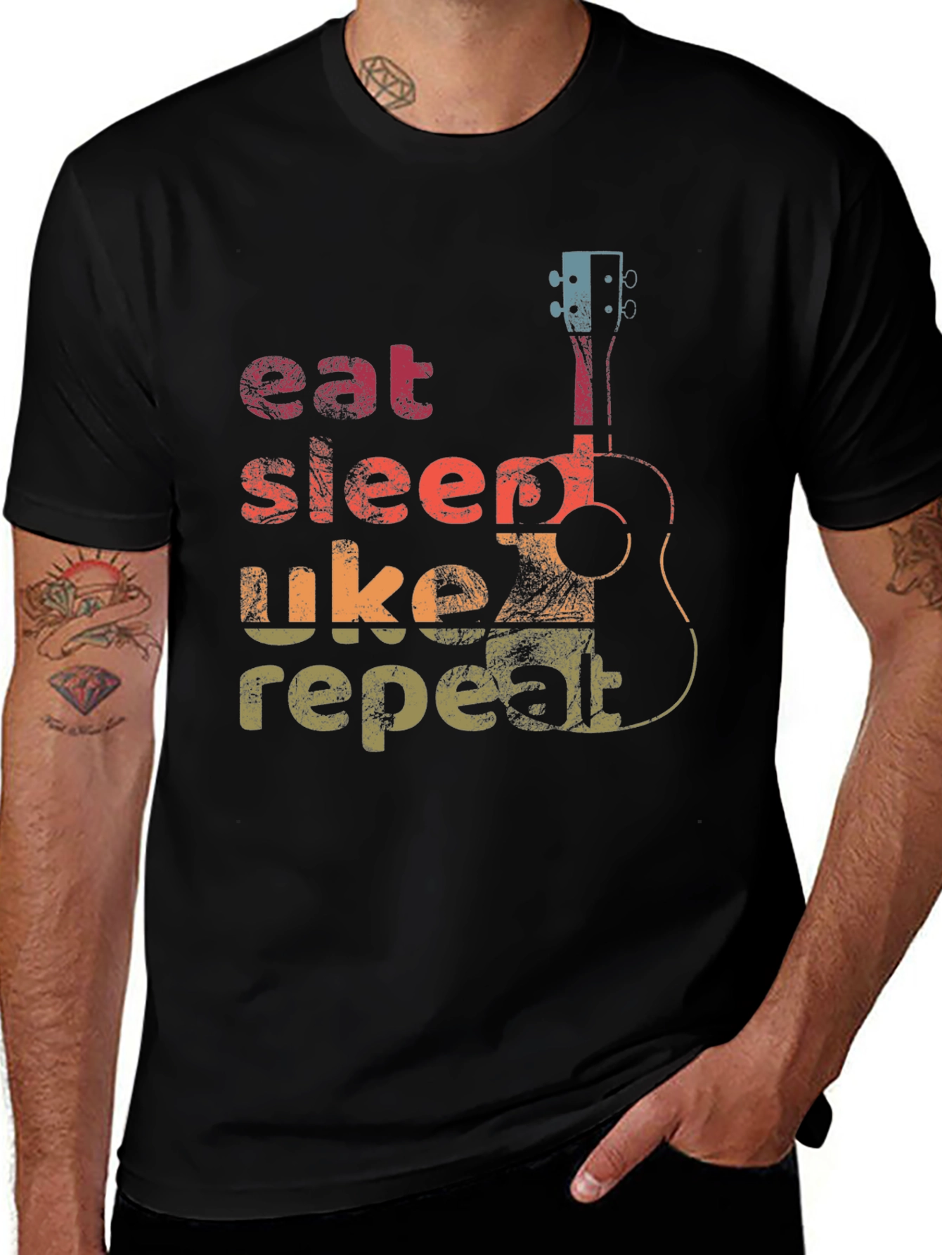 Variant 5 of Eat Sleep Uke Repeat T-Shirt Ukulele Player Tee