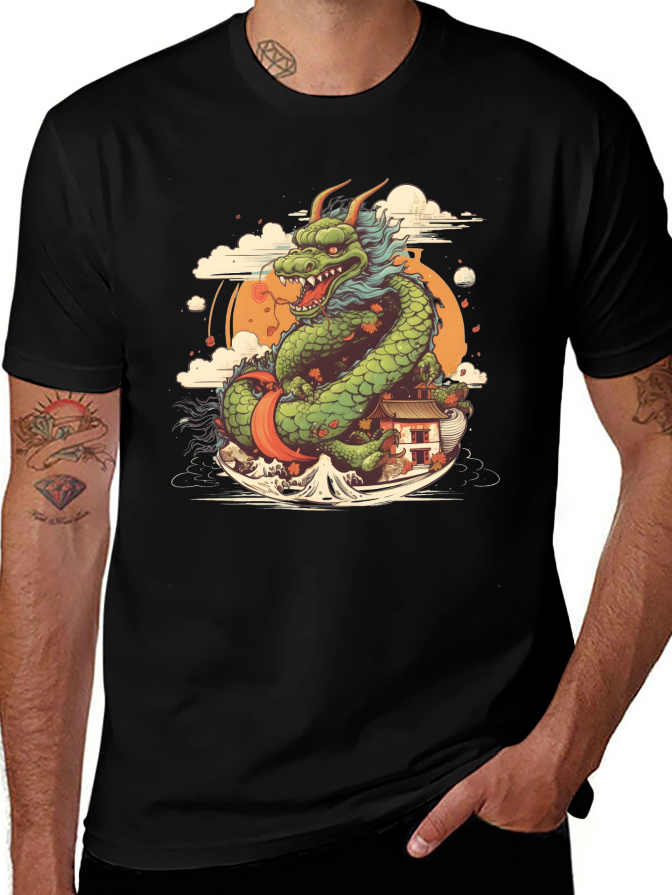 Variant 20 of Dragon Graphic Tee - Japanese Art Inspired