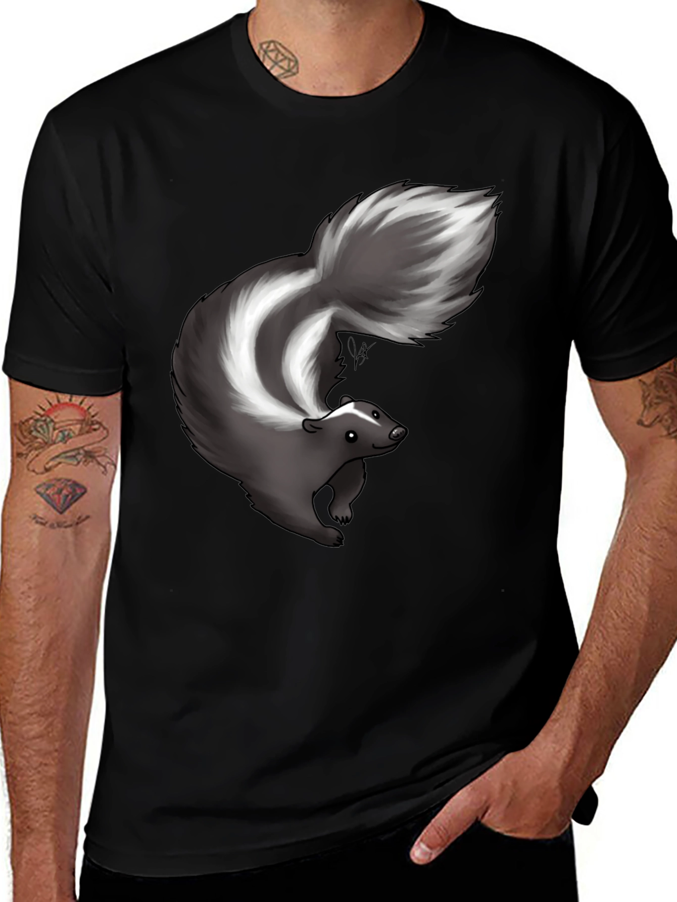 Variant 25 of Skunk Graphic Tee - Black Cotton Blend