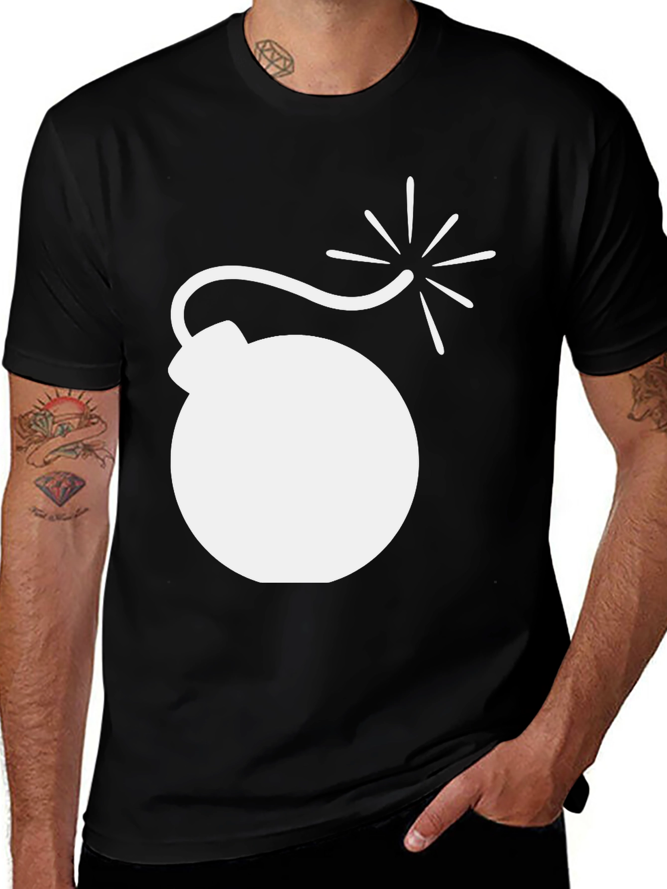 Variant 22 of Bomb Graphic Tee - Short Sleeve, Black Cotton