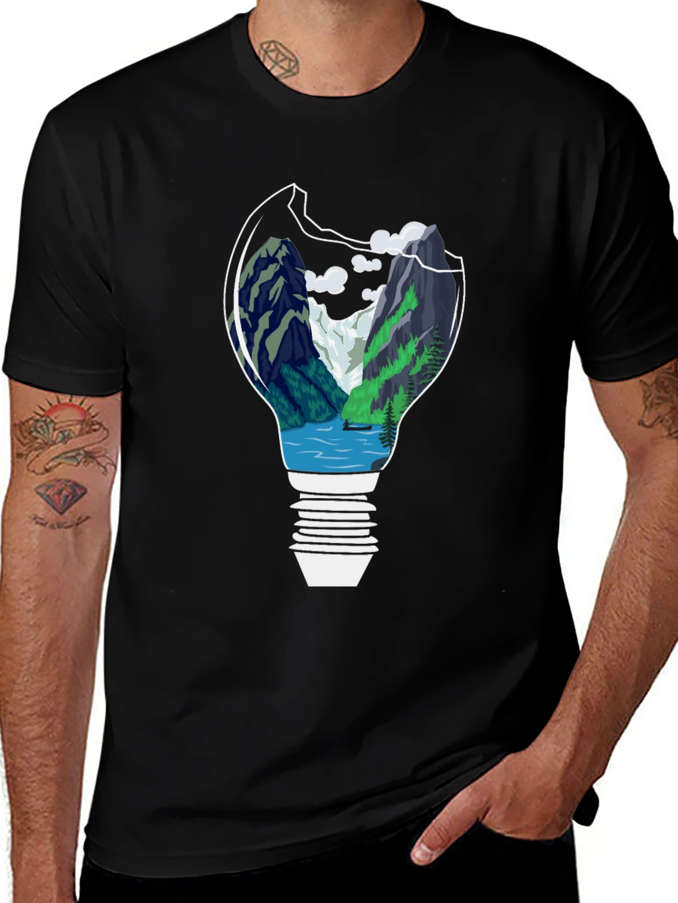 Variant 24 of Nature Lightbulb Graphic Tee - Black