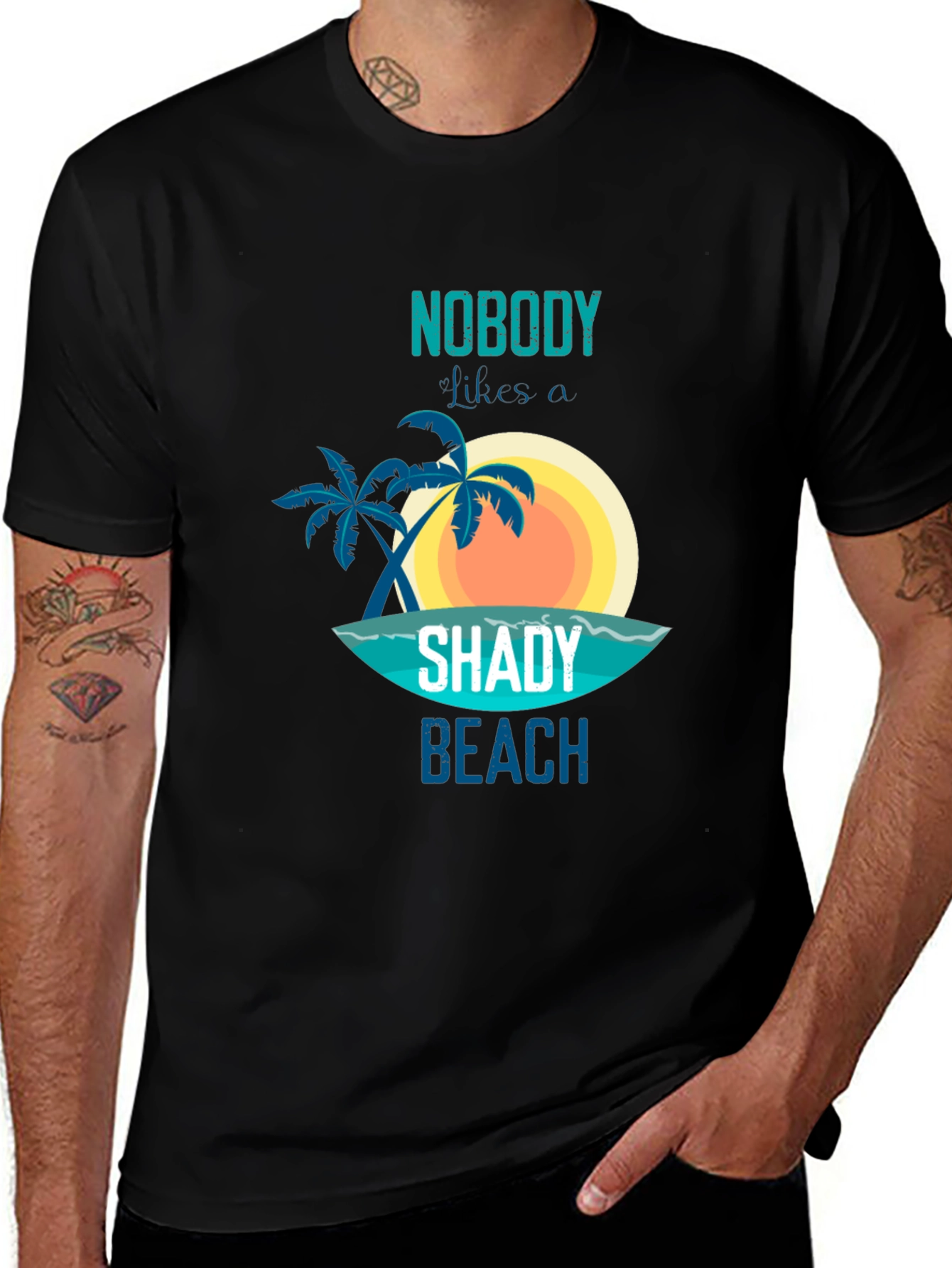 Variant 14 of Shady Beach Graphic T-Shirt - Summer Vacation Tee
