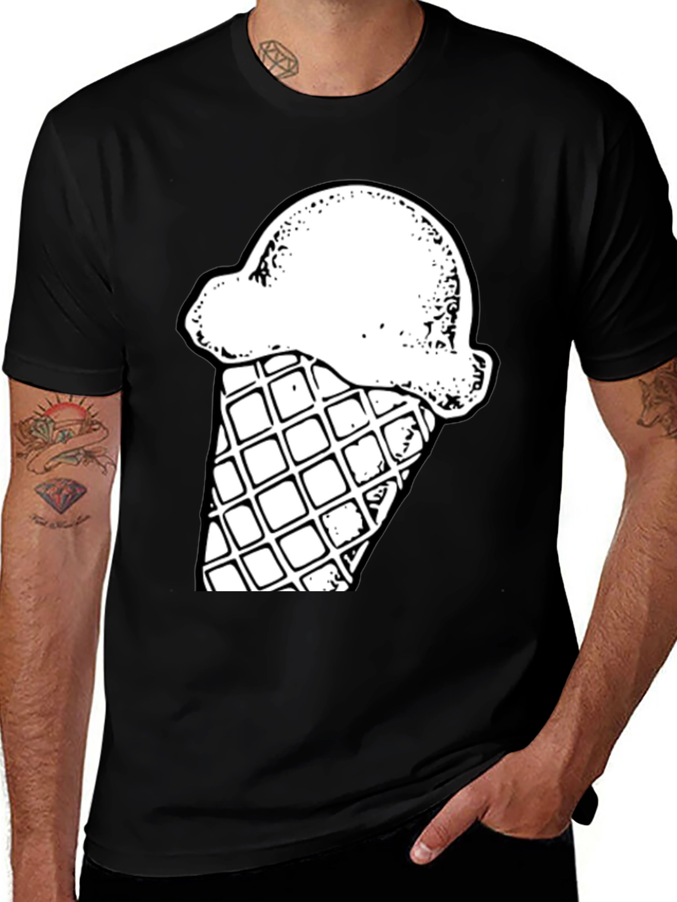 Ice Cream Cone Graphic Tee - Stylish Black T-Shirt