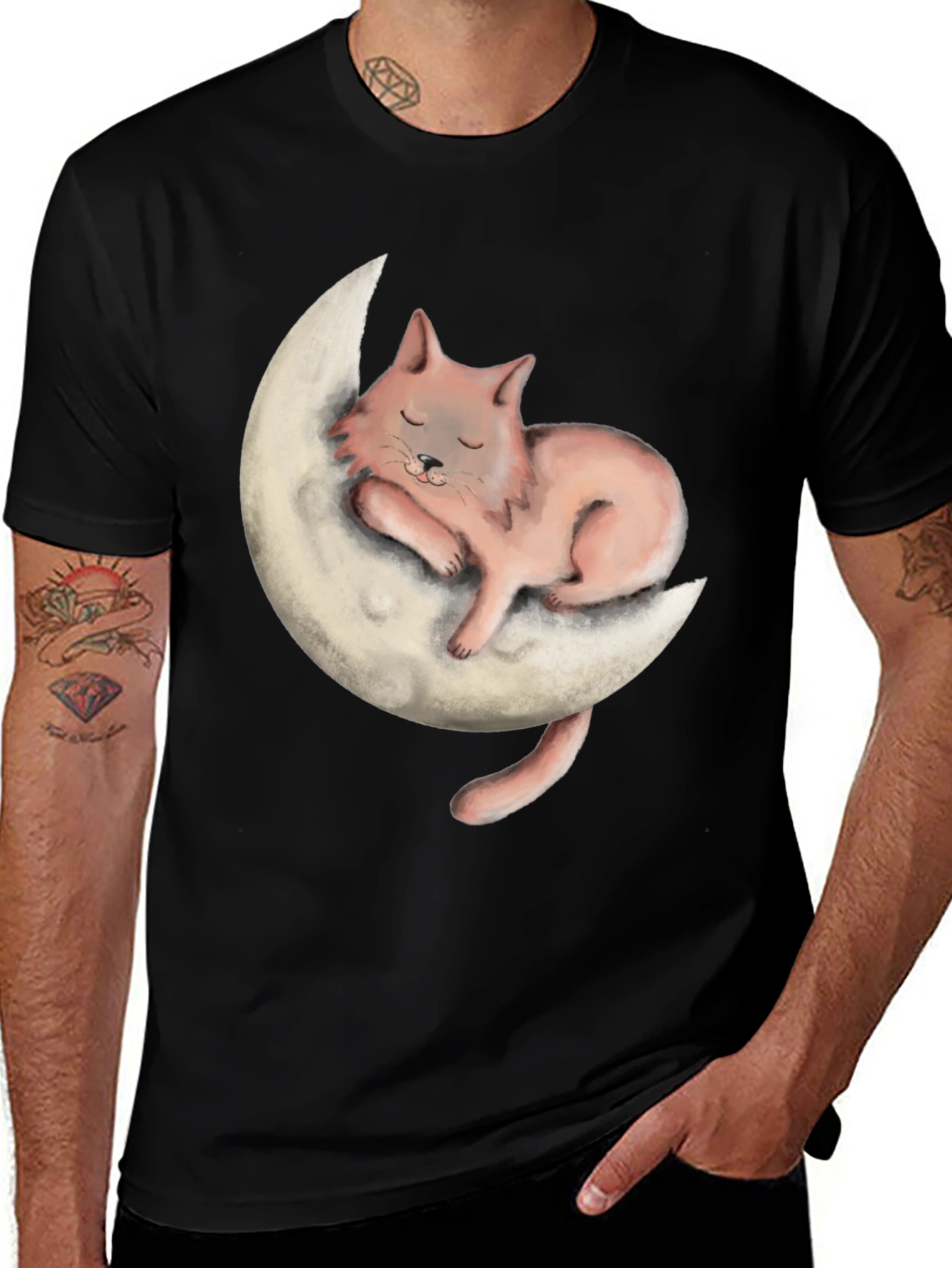 Variant 11 of Cat on Moon Graphic Tee - Relaxed Fit