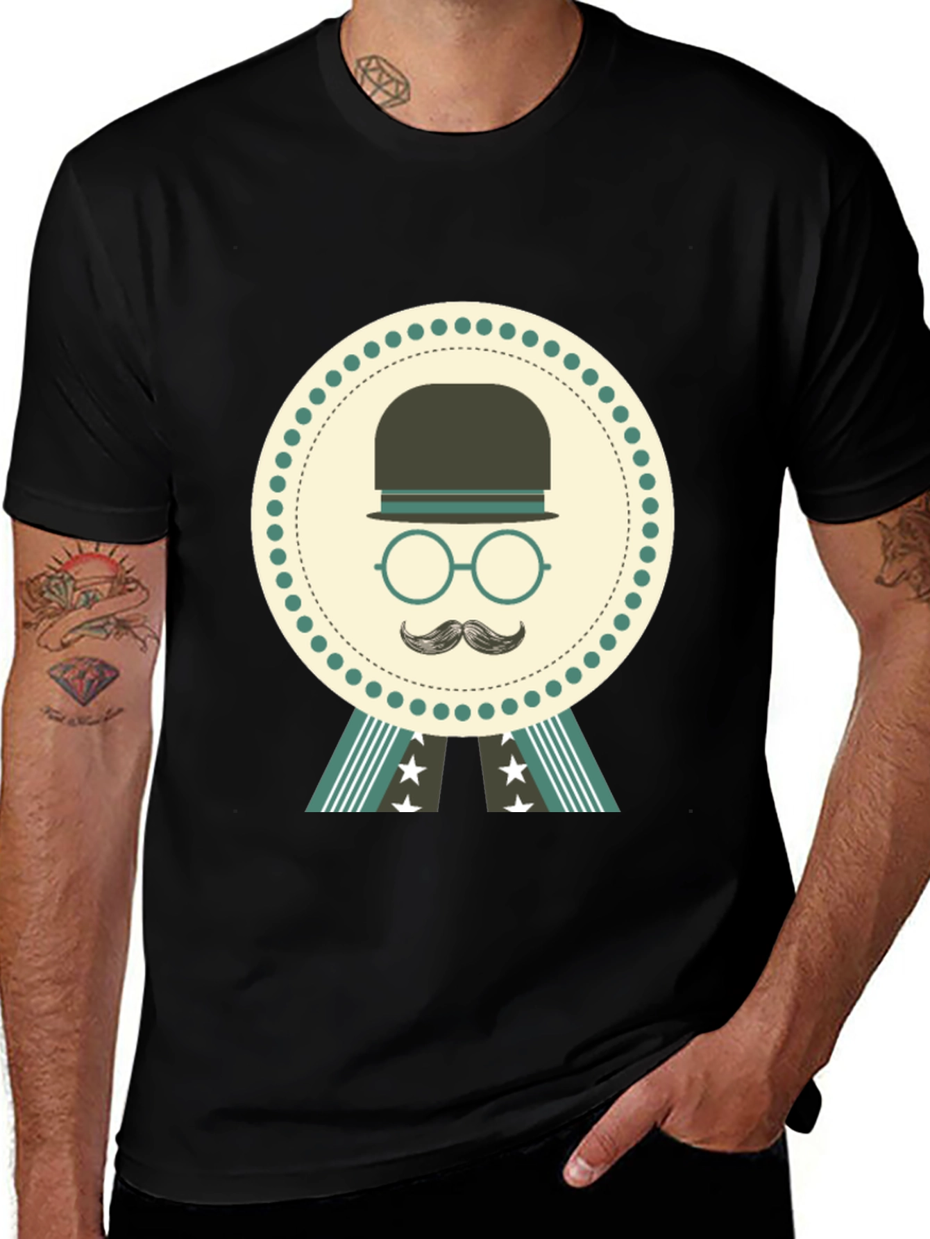 Variant 17 of Retro Gentleman T-Shirt - Classic Bowler Hat Design