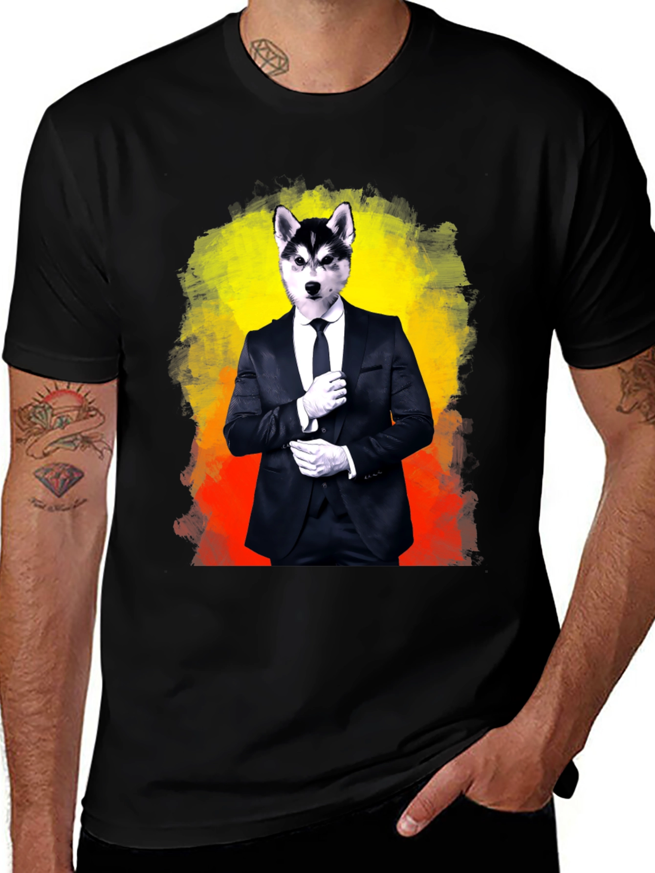 Variant 15 of Husky Head Suit T-Shirt - Novelty Animal Tee